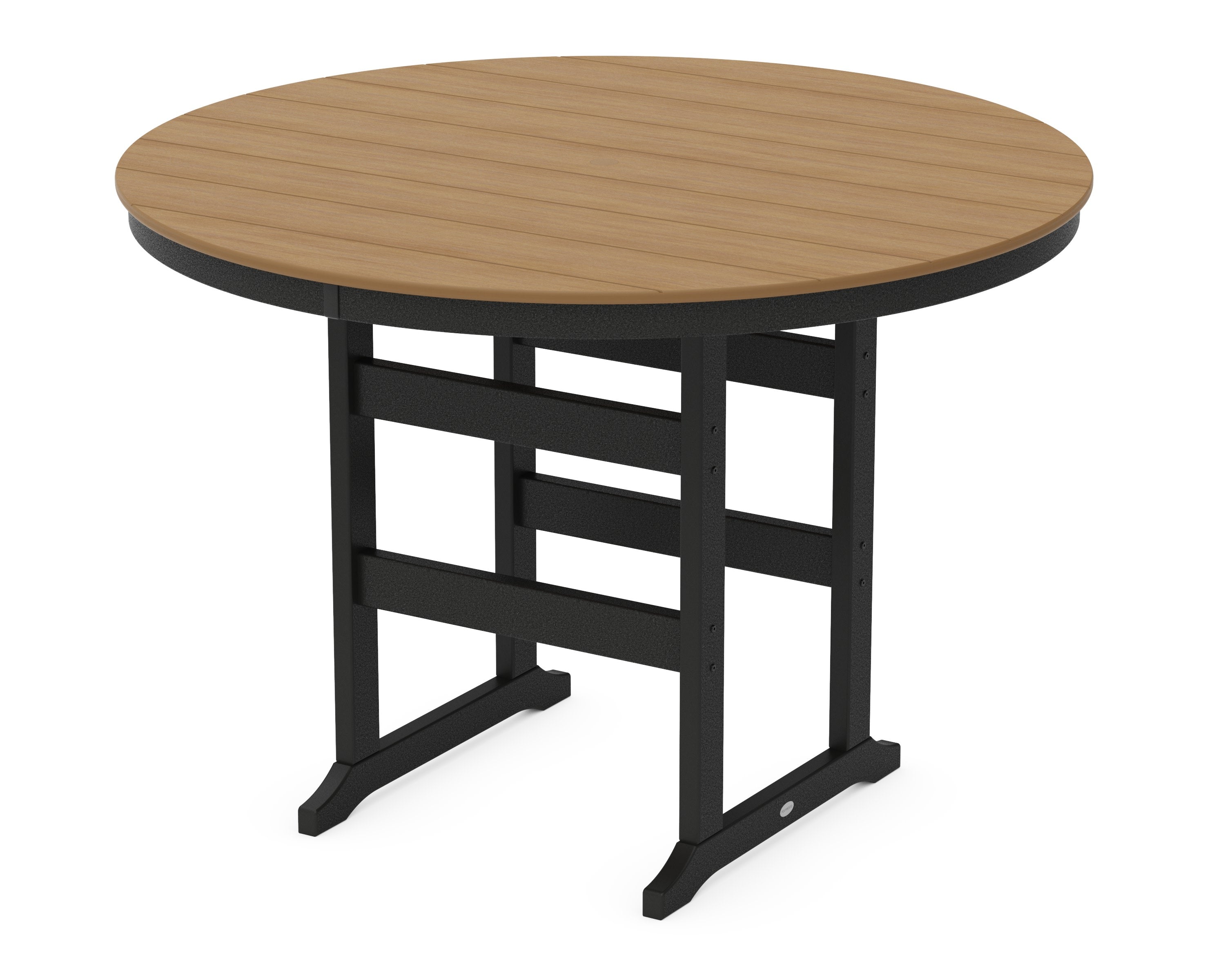 60" Round Farmhouse Bar Table in Black / Natural