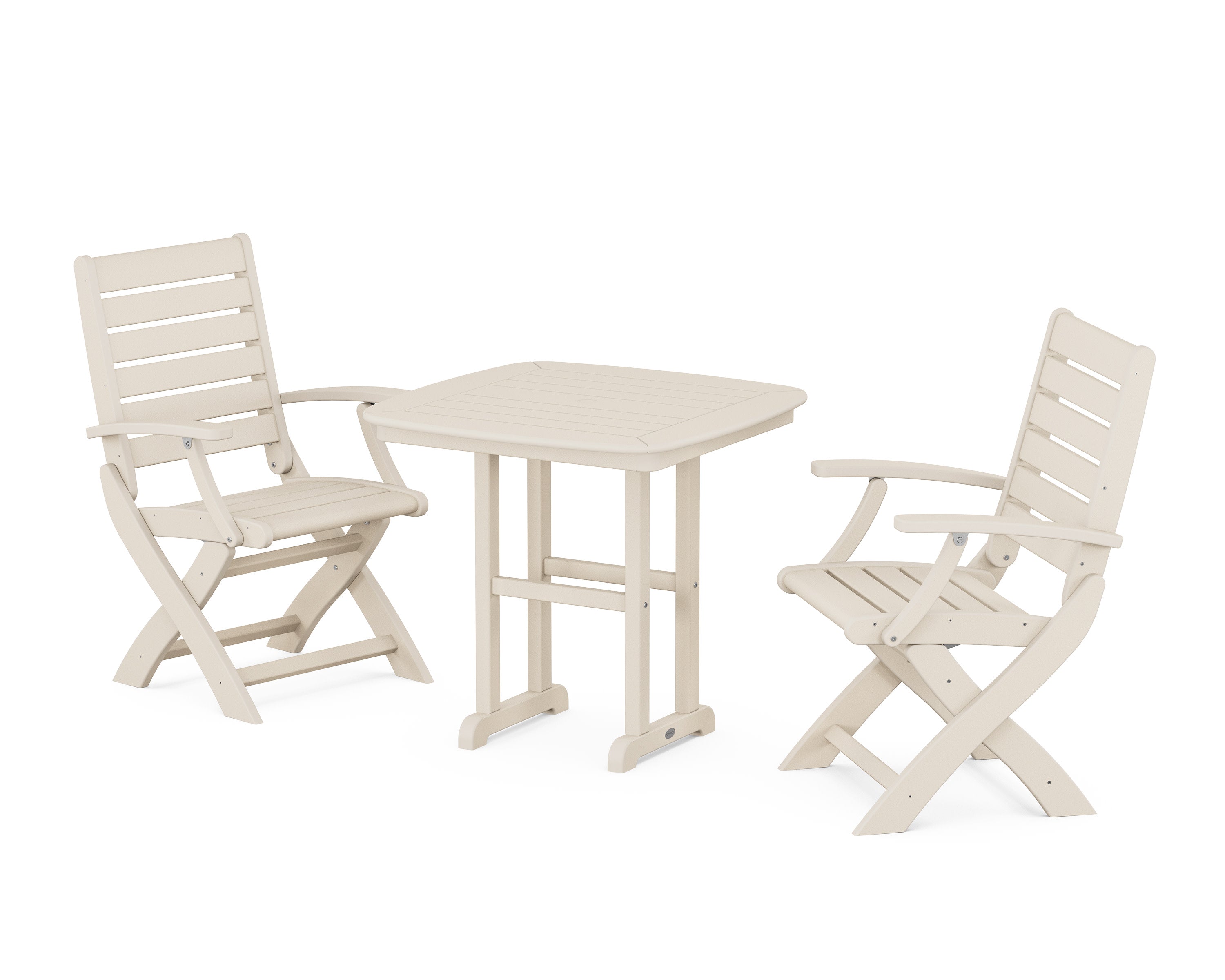Signature Folding Chair 3-Piece Dining Set in Sand