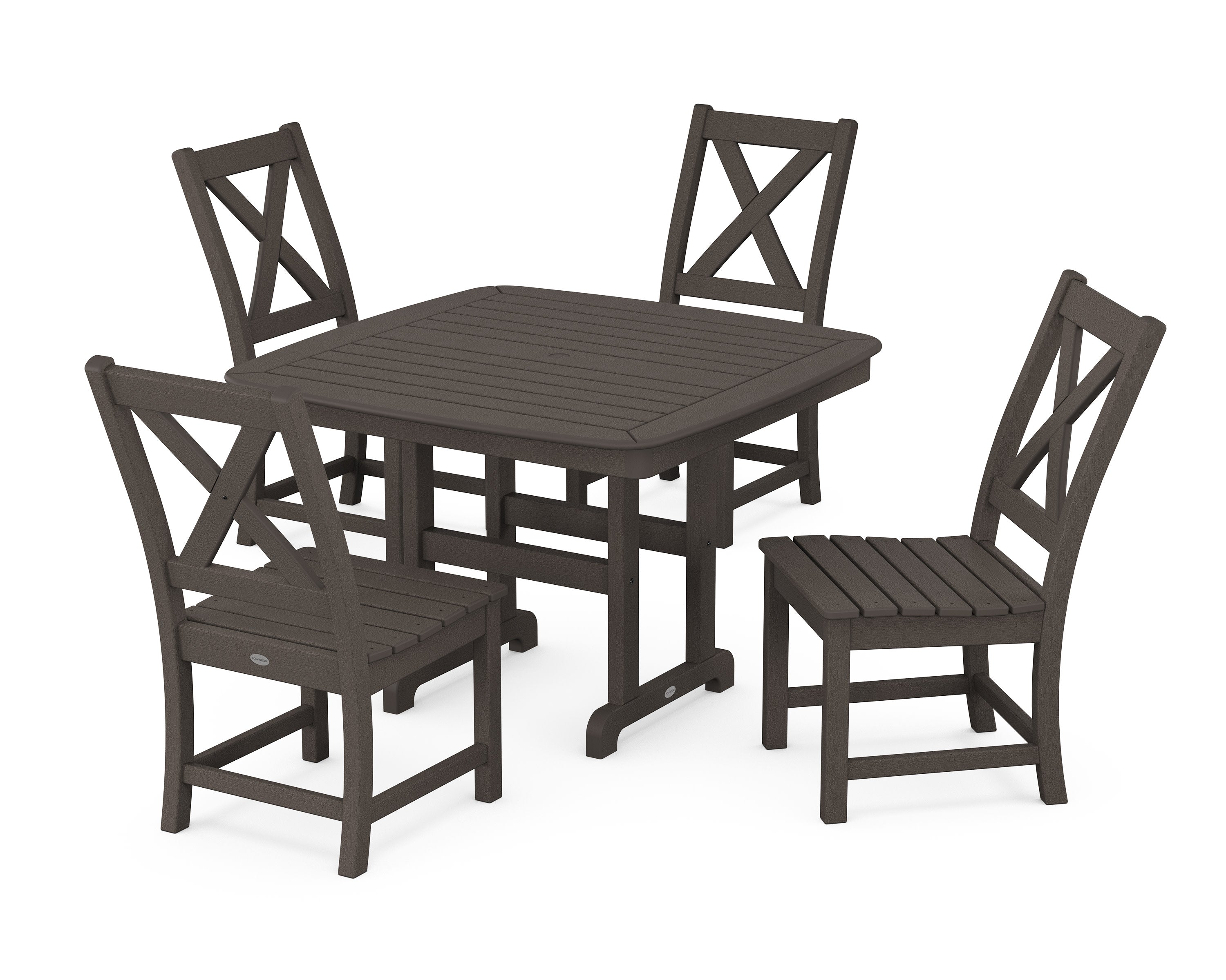 Braxton Side Chair 5-Piece Dining Set with Trestle Legs in Vintage Coffee
