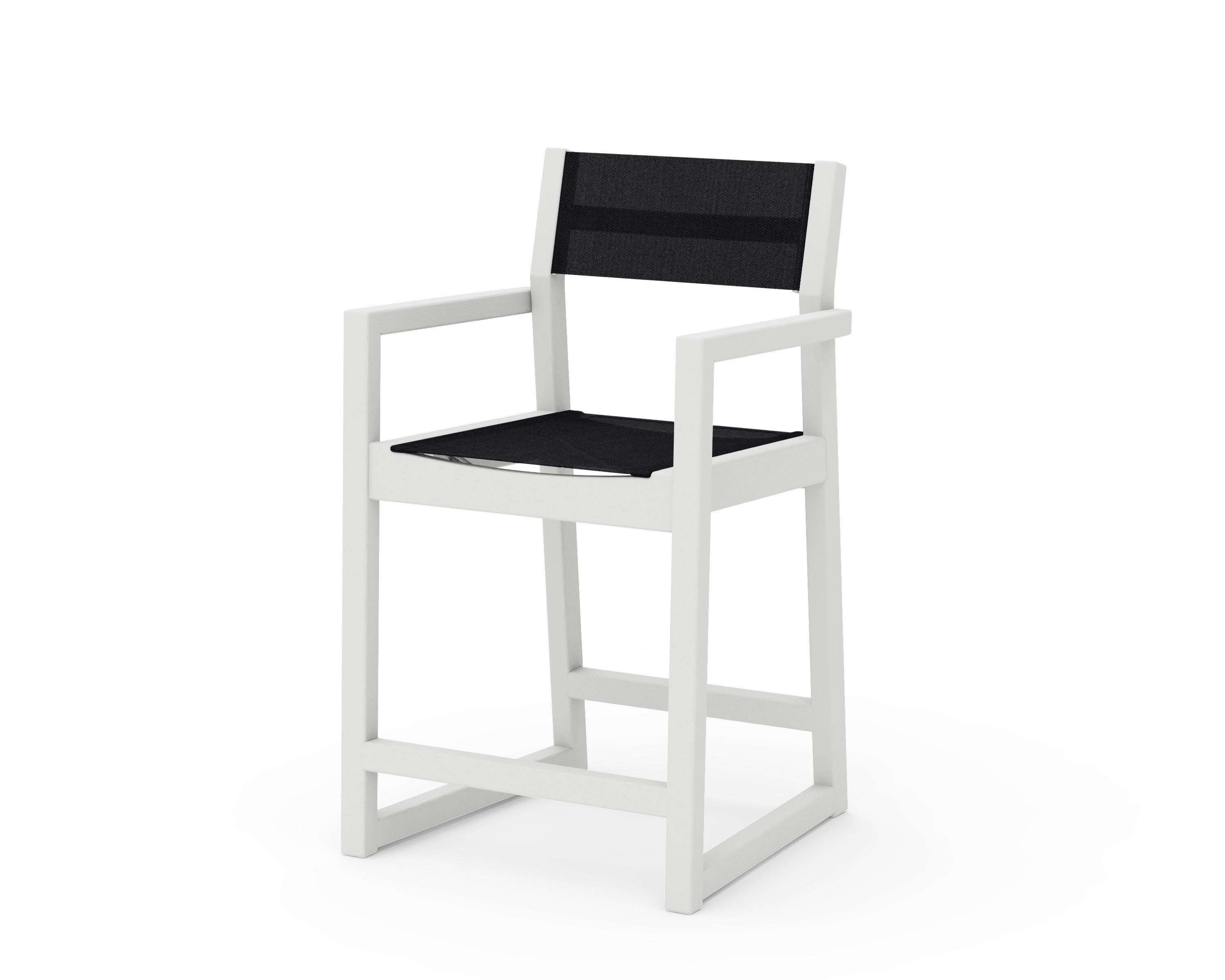 EDGE Sling Counter Arm Chair in Vintage White / Black Sling