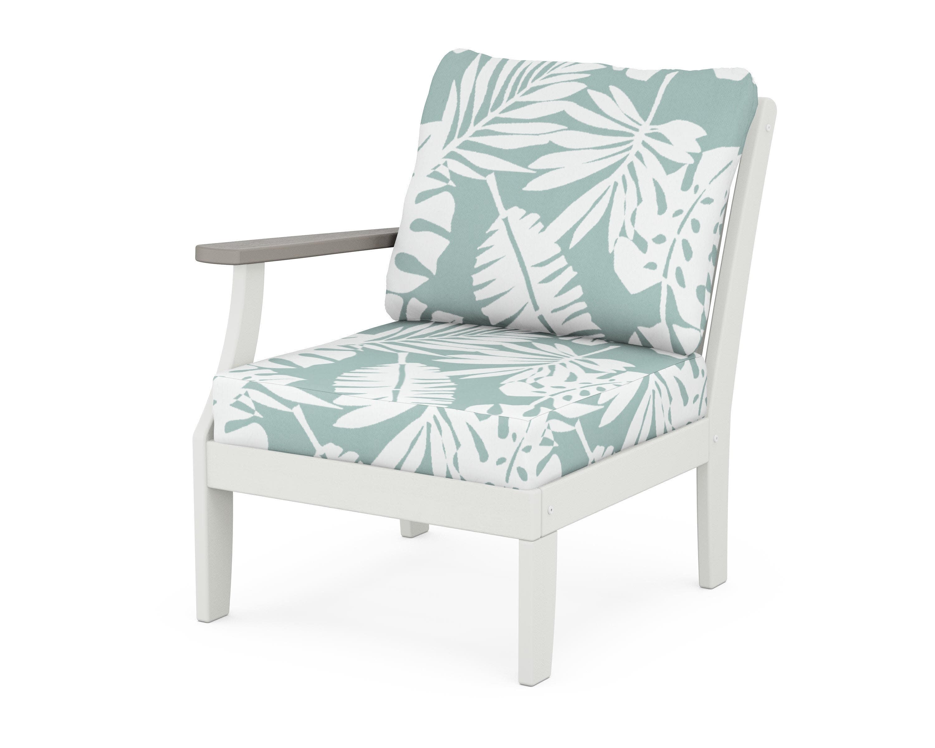Braxton Modular Left Arm Chair in White / Driftwood / Leaf Glacier Spa