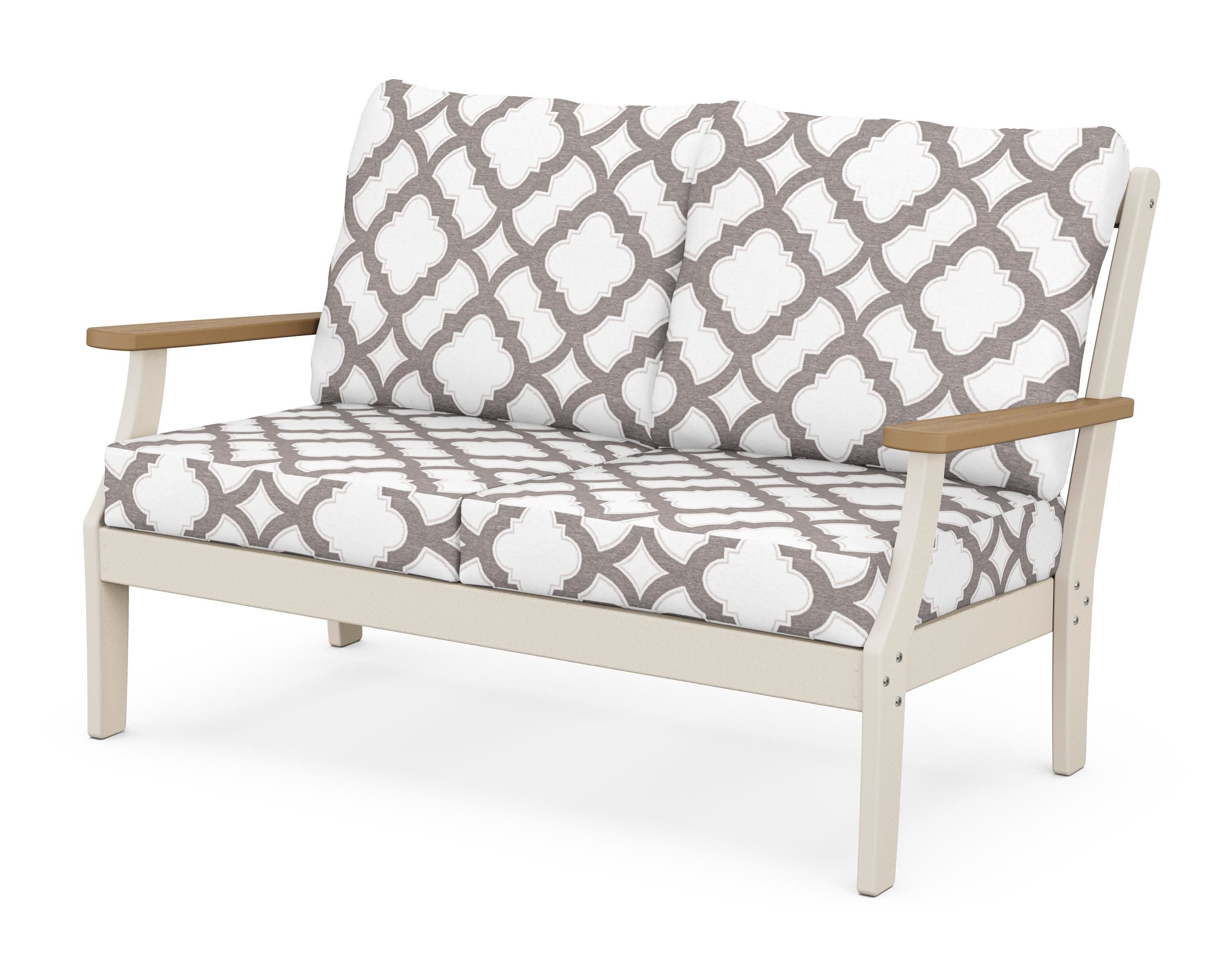 Braxton Deep Seating Loveseat in Sand / Natural / Trellis Grey Mist