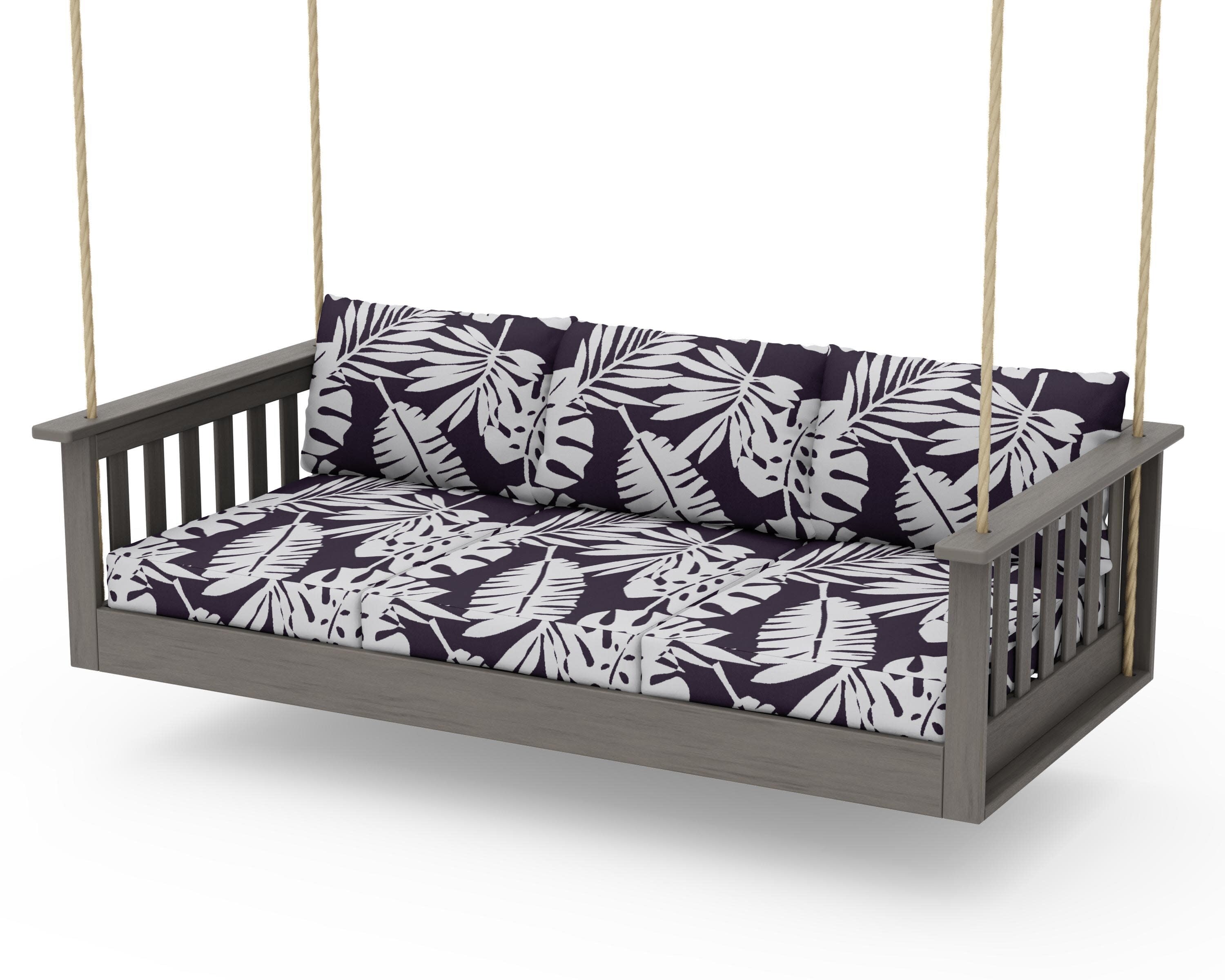 Vineyard Daybed Swing in Driftwood / Leaf Navy