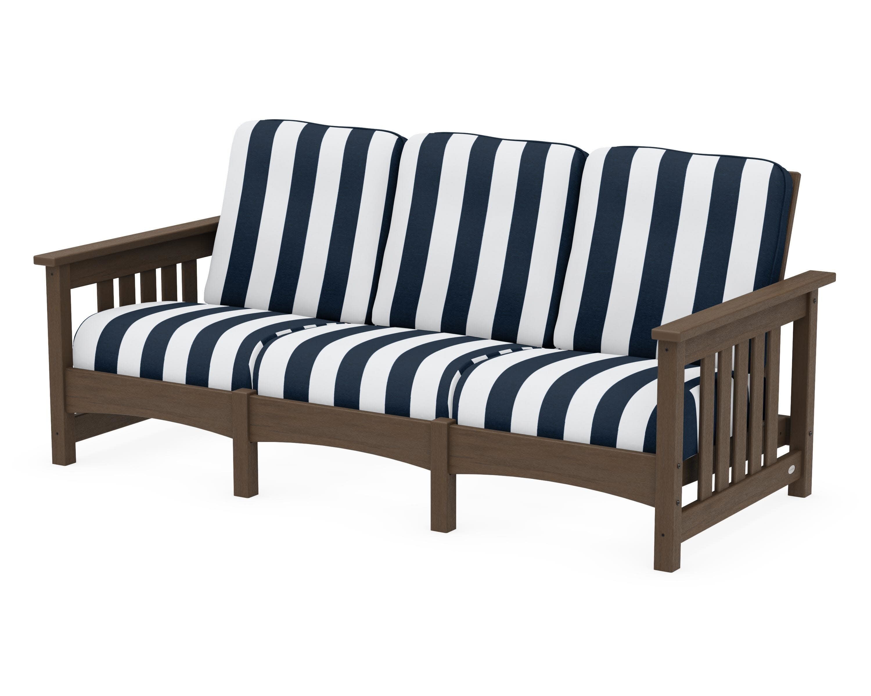 Club Mission Sofa in Kona / Cabana Stripe Marine Indigo
