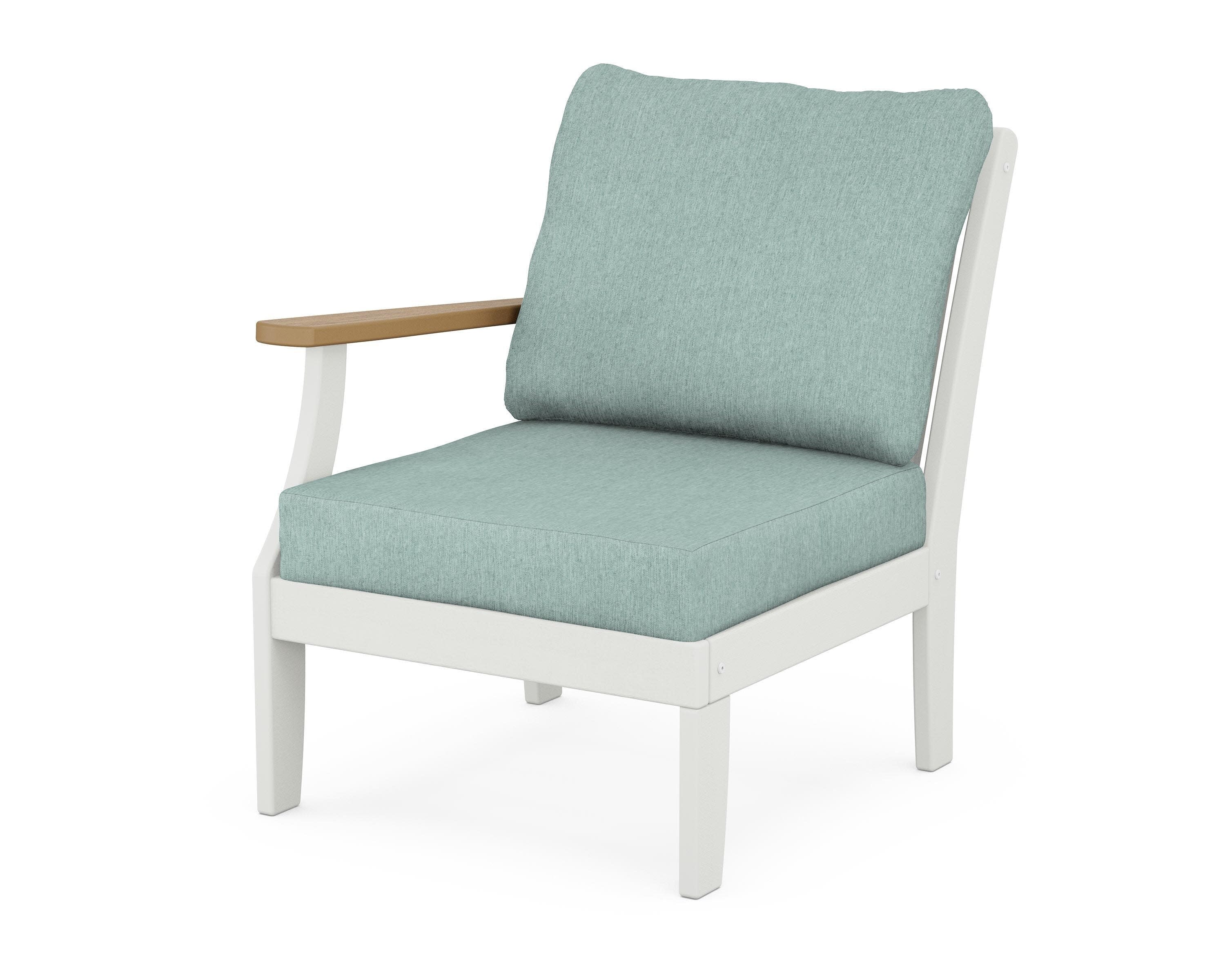 Braxton Modular Left Arm Chair in White / Natural / Glacier Spa
