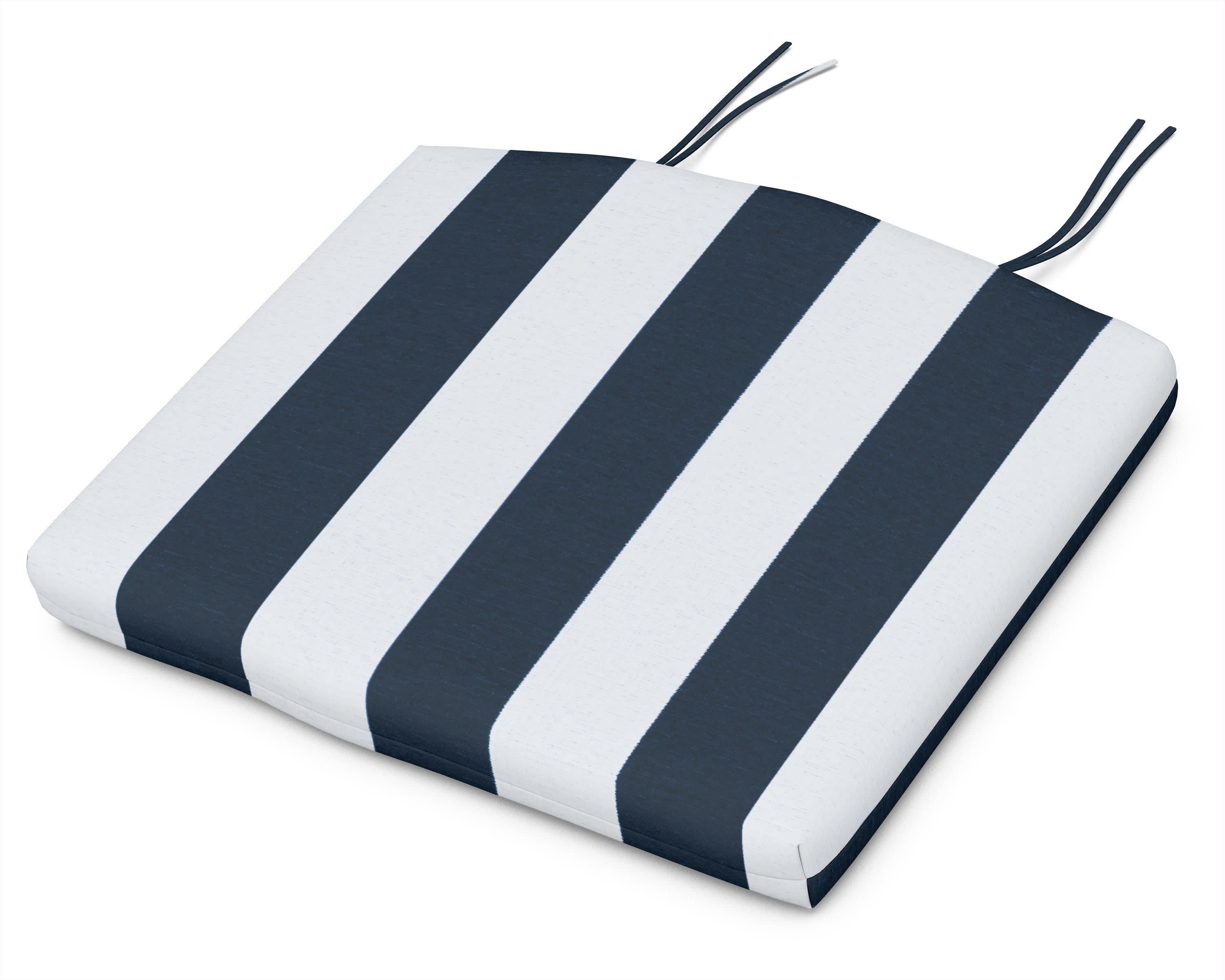 Seat Cushion - 17.80"D x 19"W x 2.5"H in Cabana Stripe Marine Indigo