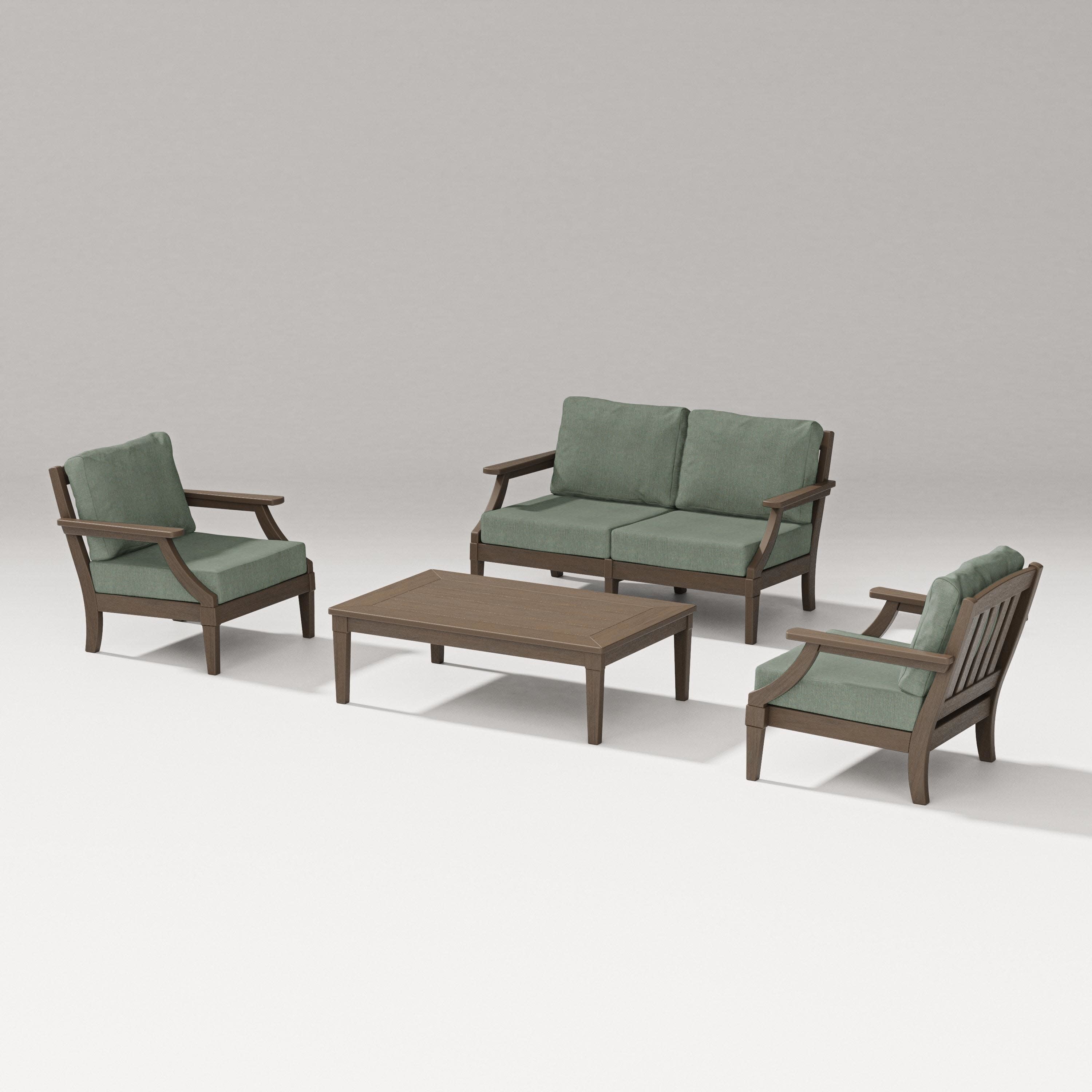 Estate Lounge 4-Piece Loveseat Set in Kona / Cast Sage