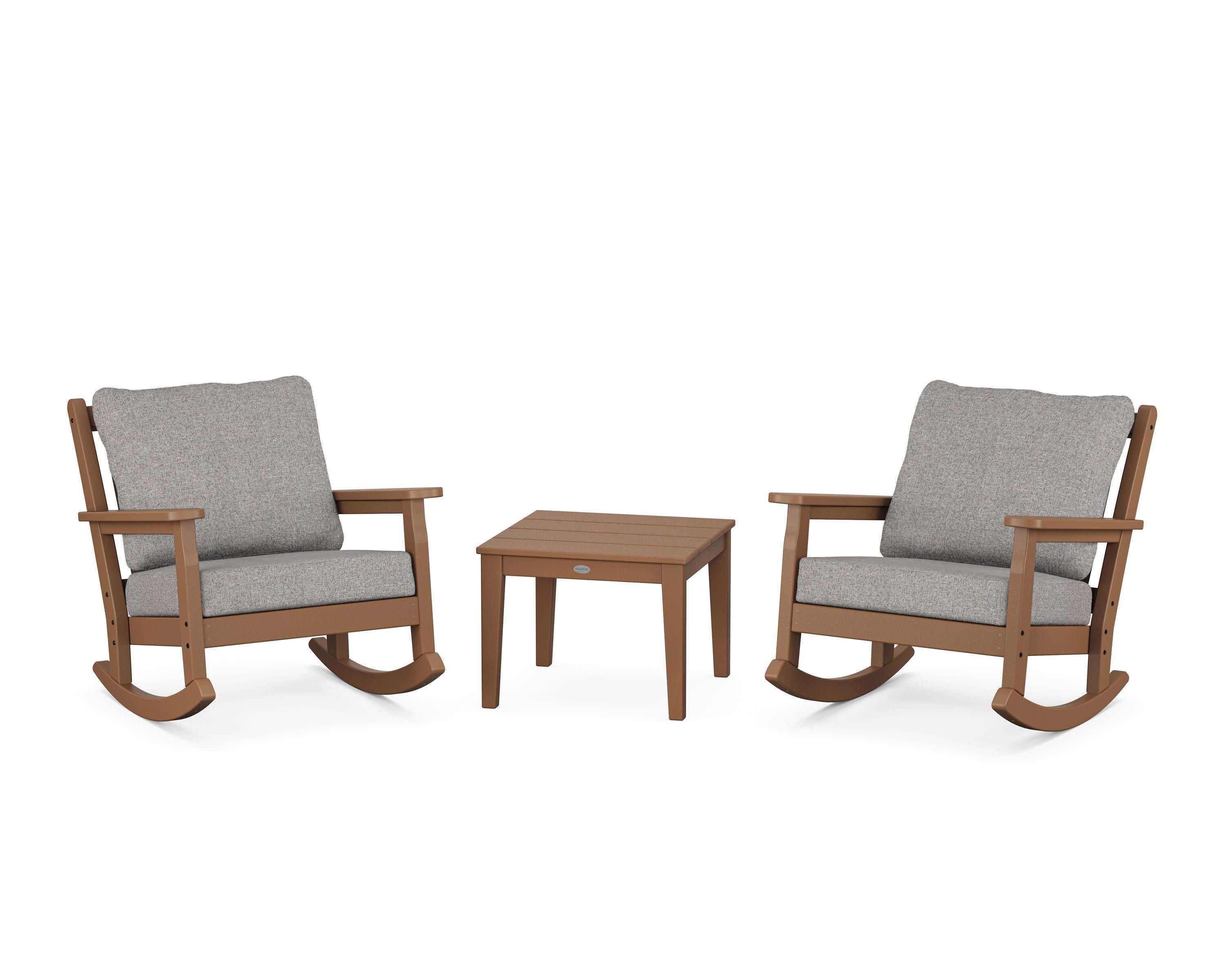 Chippendale 3-Piece Deep Seating Rocker Set in Teak / Grey Mist