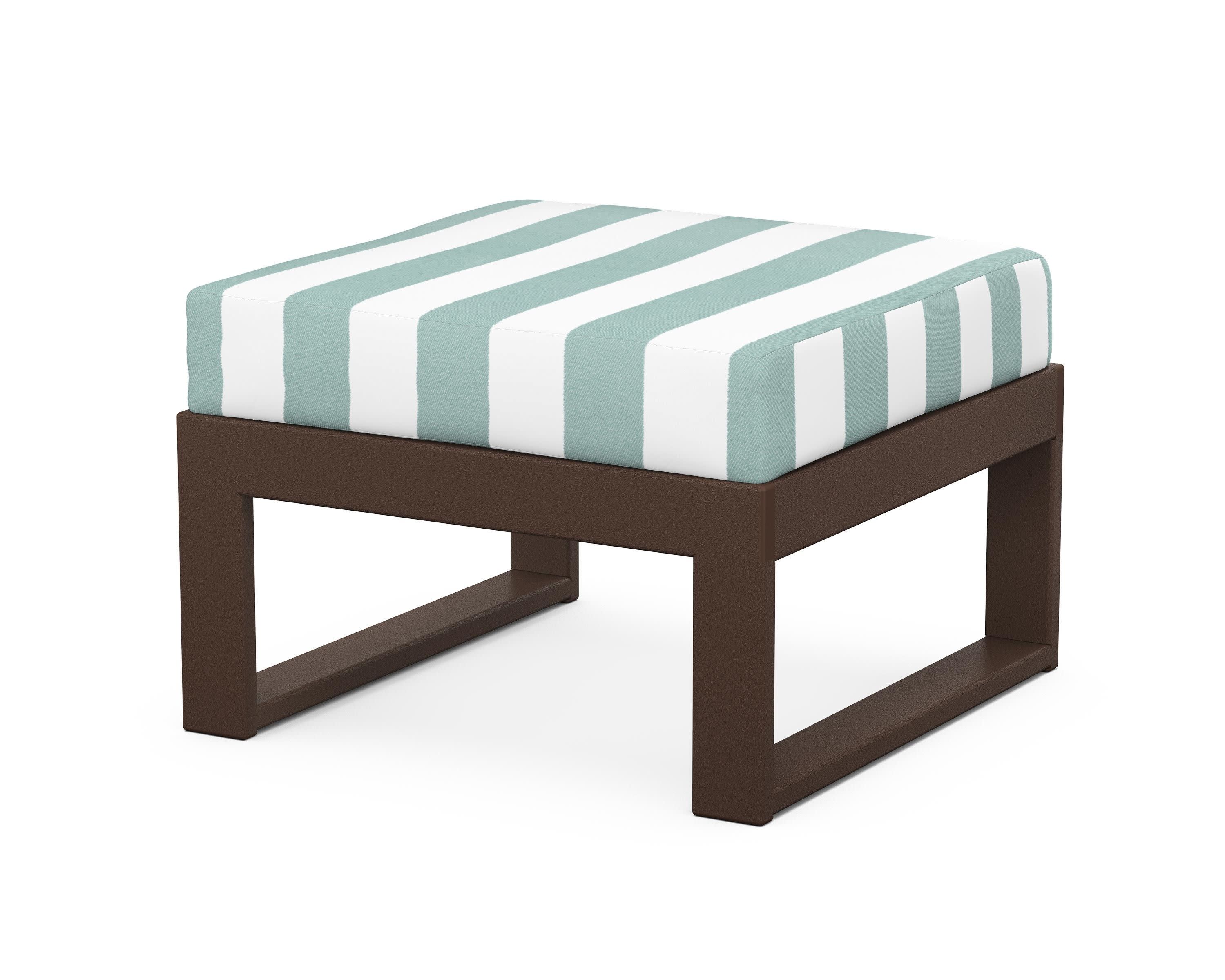 Modular Ottoman - Modern in Mahogany / Cabana Stripe Glacier Spa