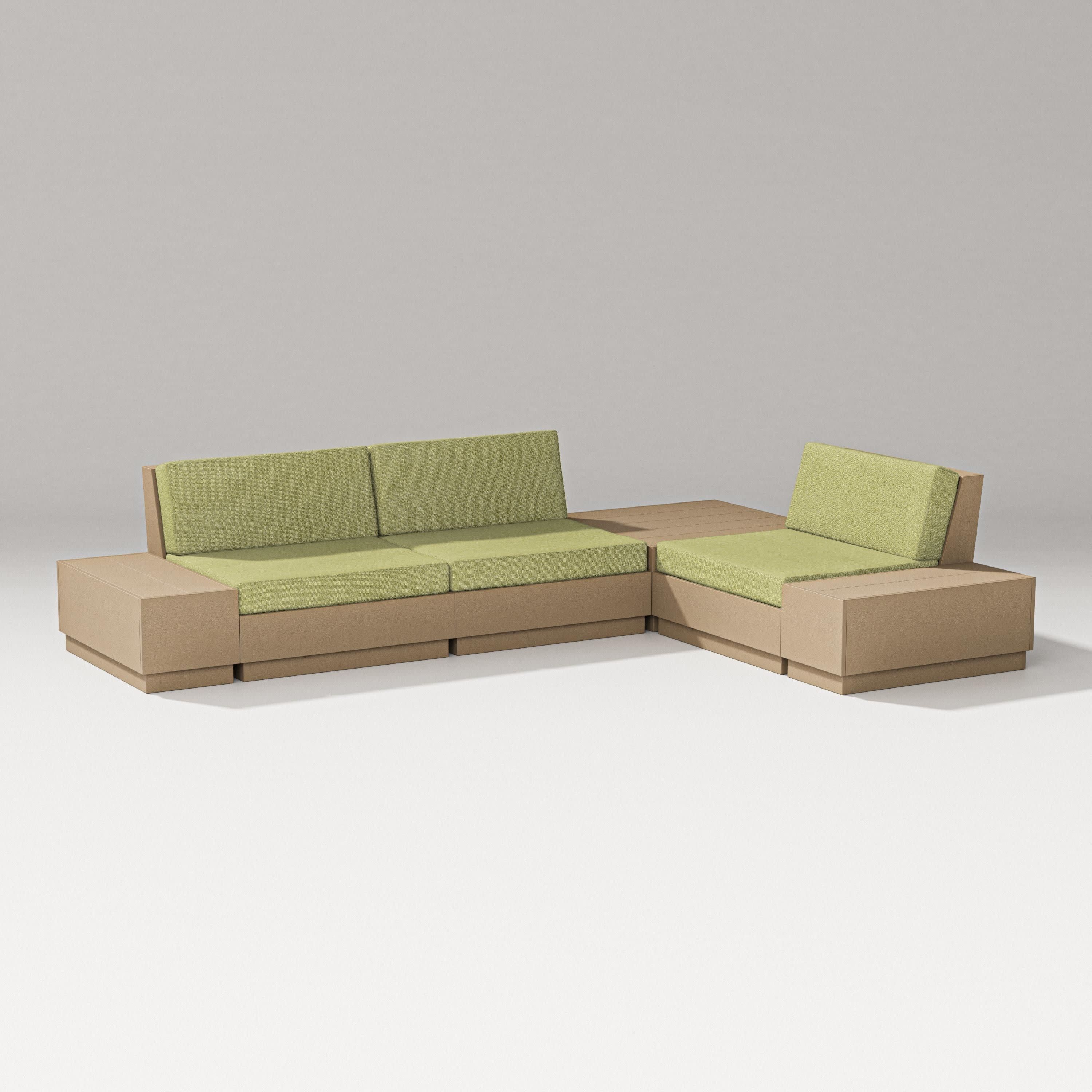 Elevate 6-Piece Corner Sectional in Vintage Sahara / Chartreuse Boucle