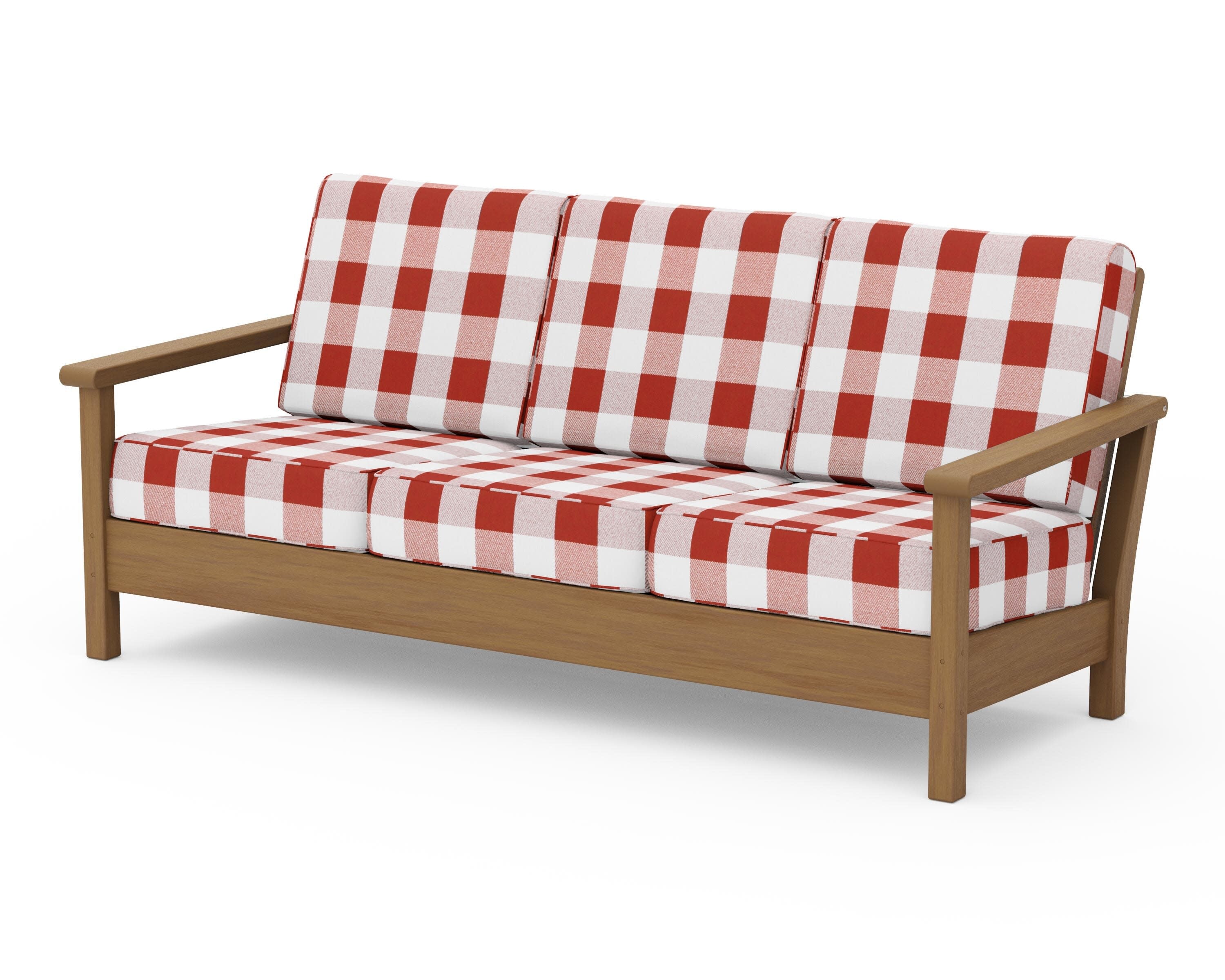 Harbour Deep Seating Sofa in Natural / Buffalo Plaid Crimson
