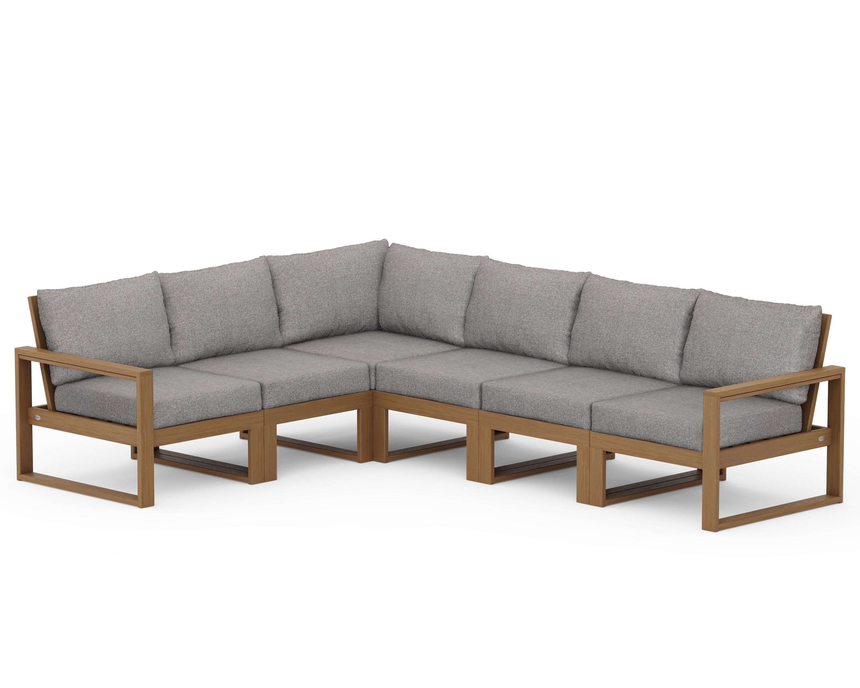 EDGE 6-Piece Modular Deep Seating Set in Natural / Grey Mist
