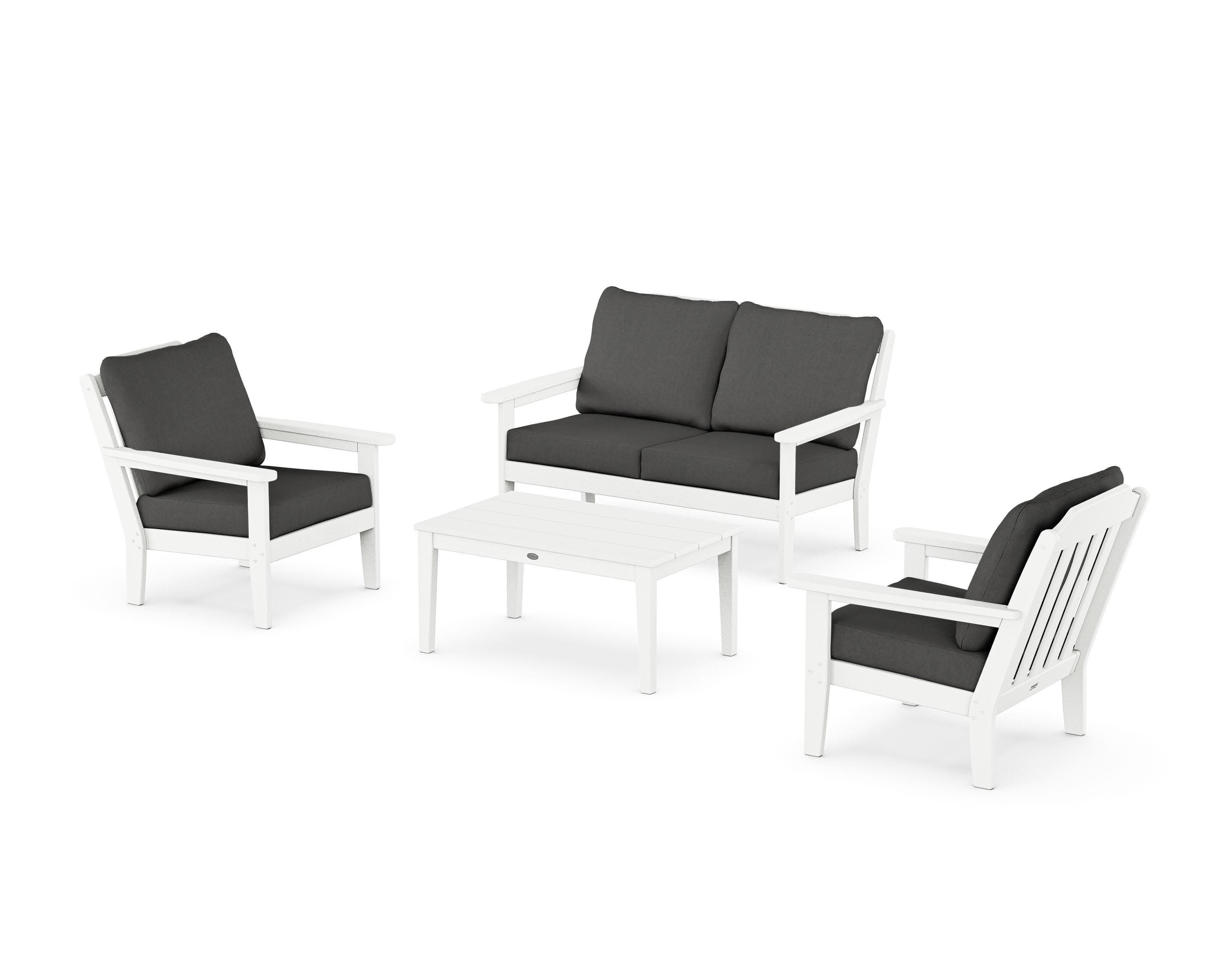 Cottage 4-Piece Deep Seating Set with Loveseat in White / Spectrum Carbon