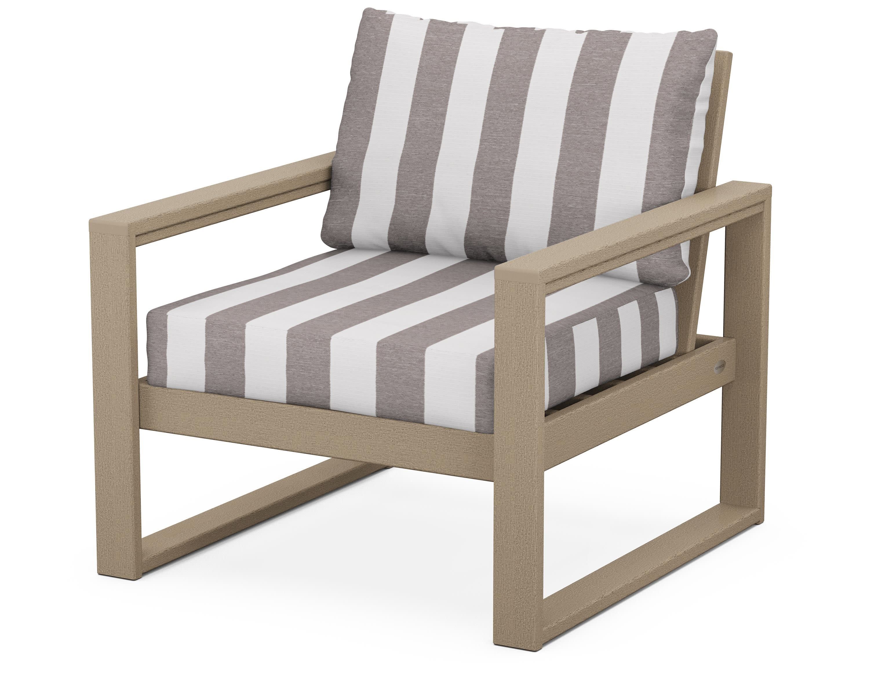 EDGE Club Chair in Vintage Sahara / Cabana Stripe Grey Mist