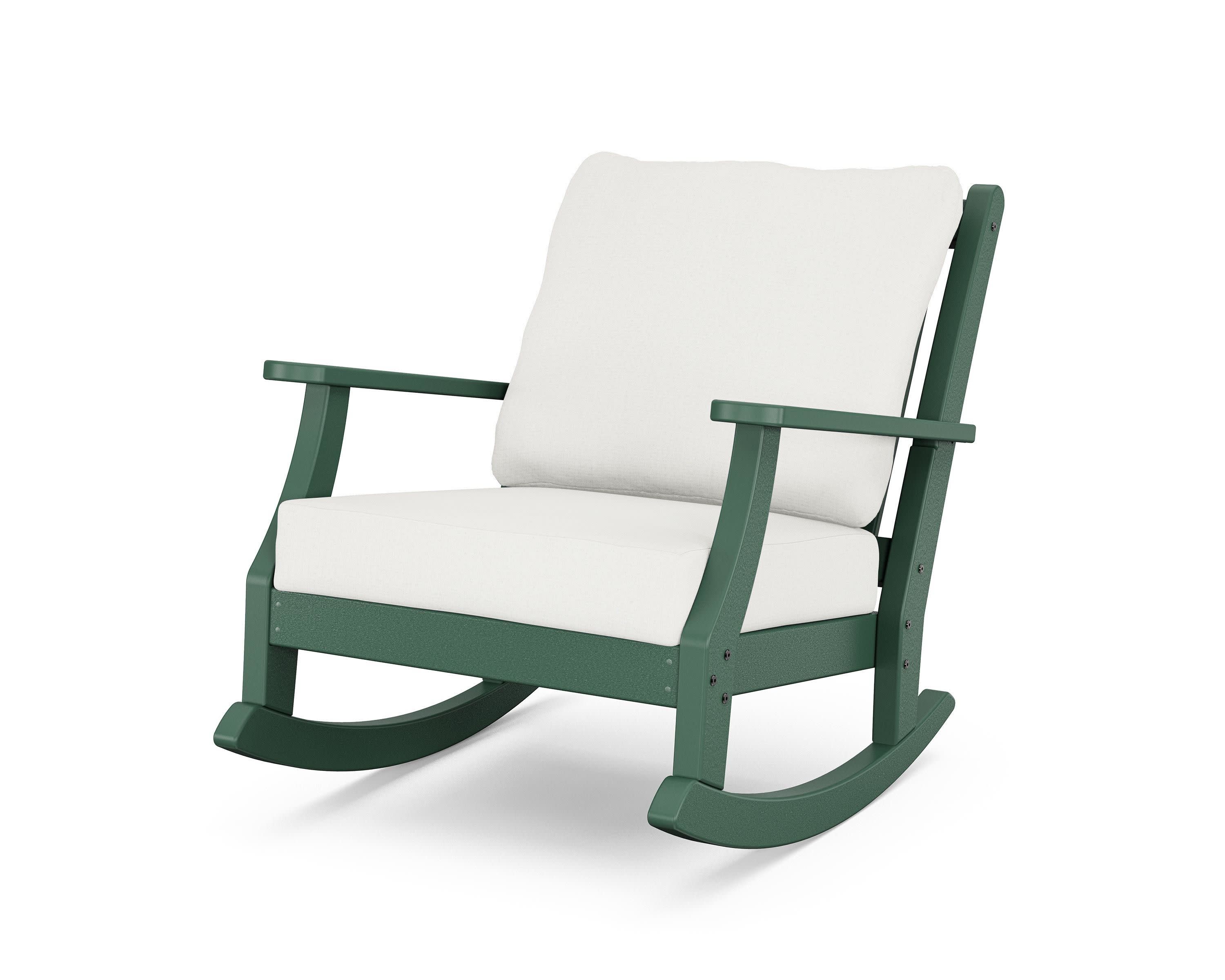 Wovendale Deep Seating Rocking Chair in Green / Natural Linen