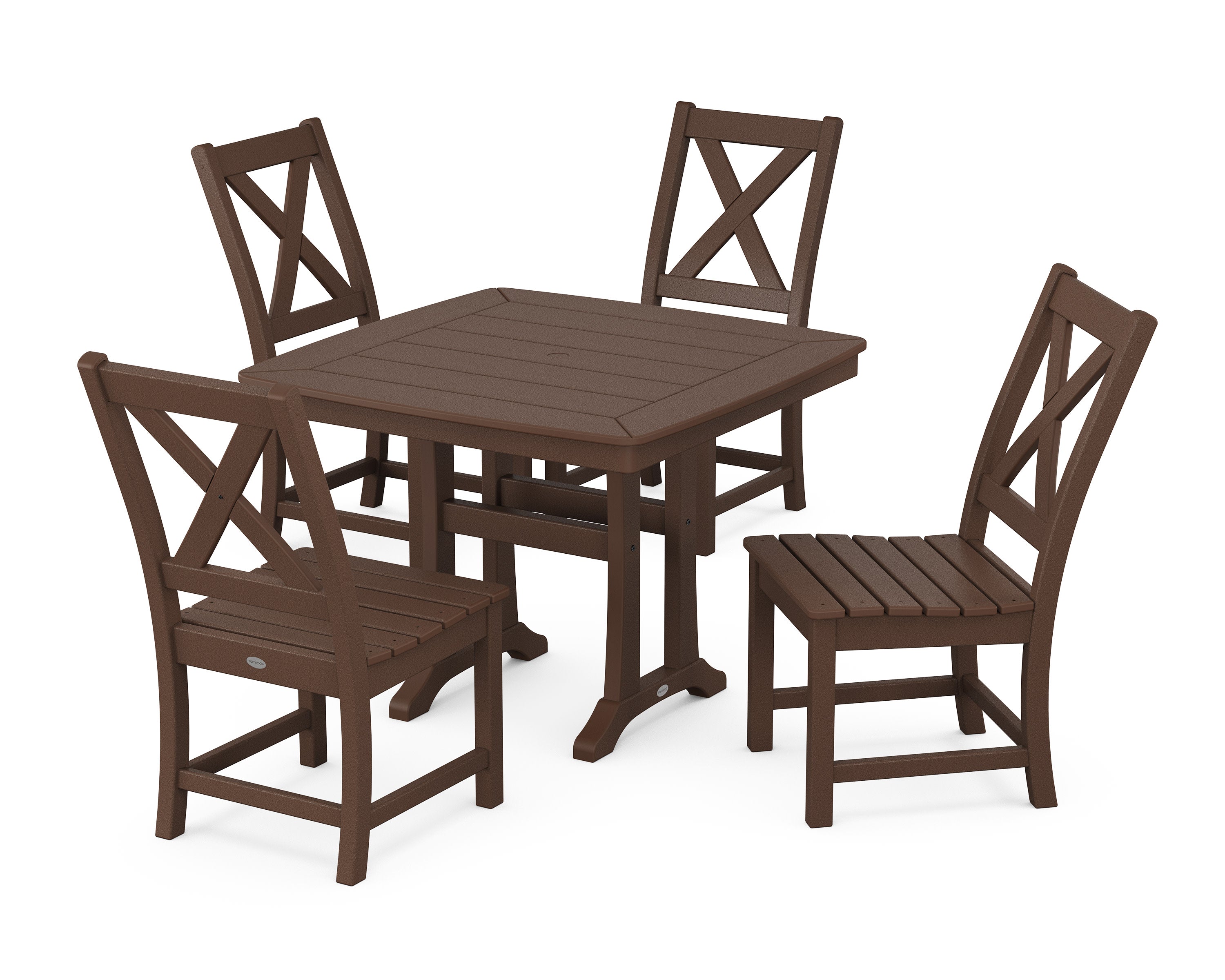 Braxton Side Chair 5-Piece Dining Set with Trestle Legs in Mahogany