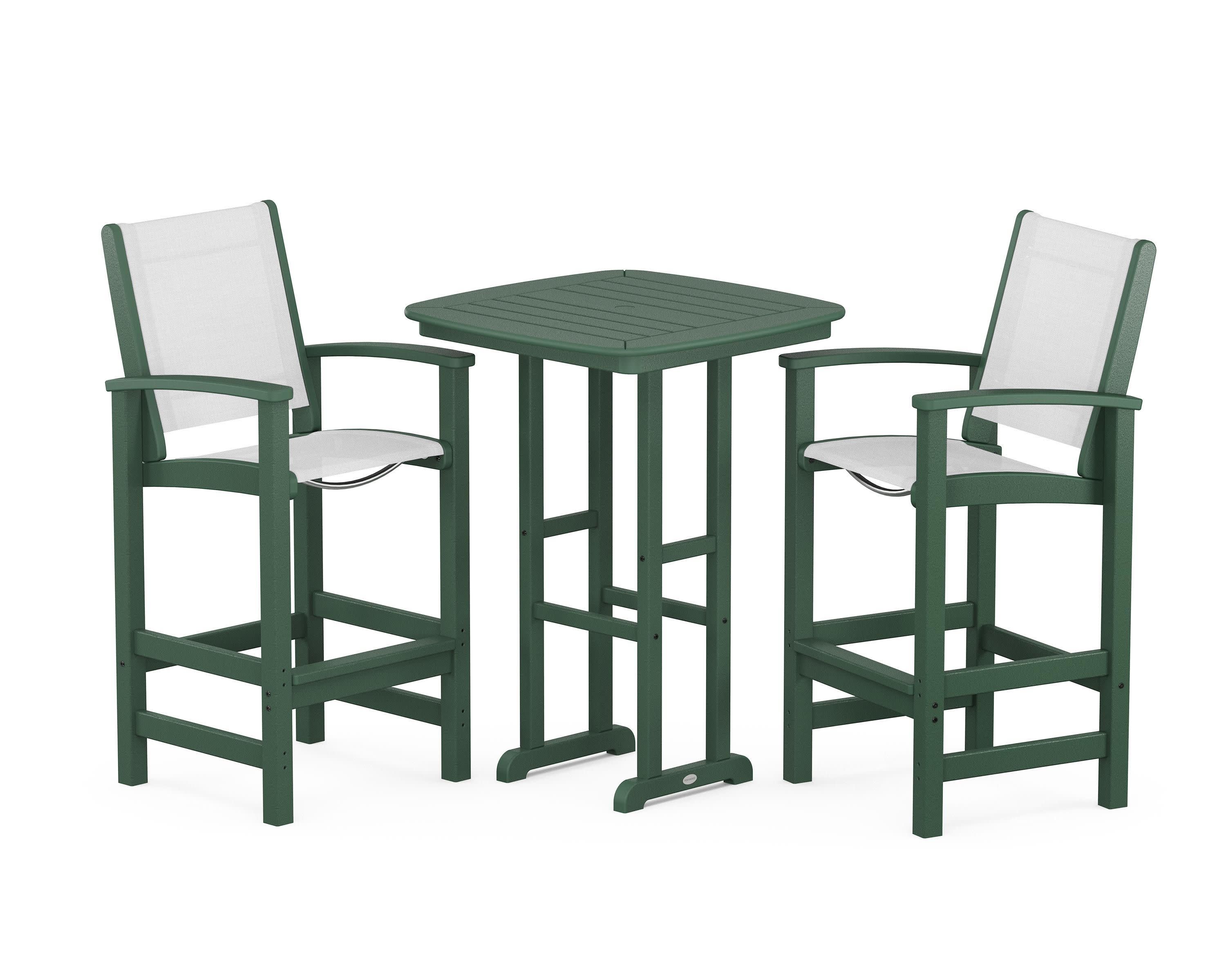 Coastal 3-Piece Bar Set in Green / White Sling