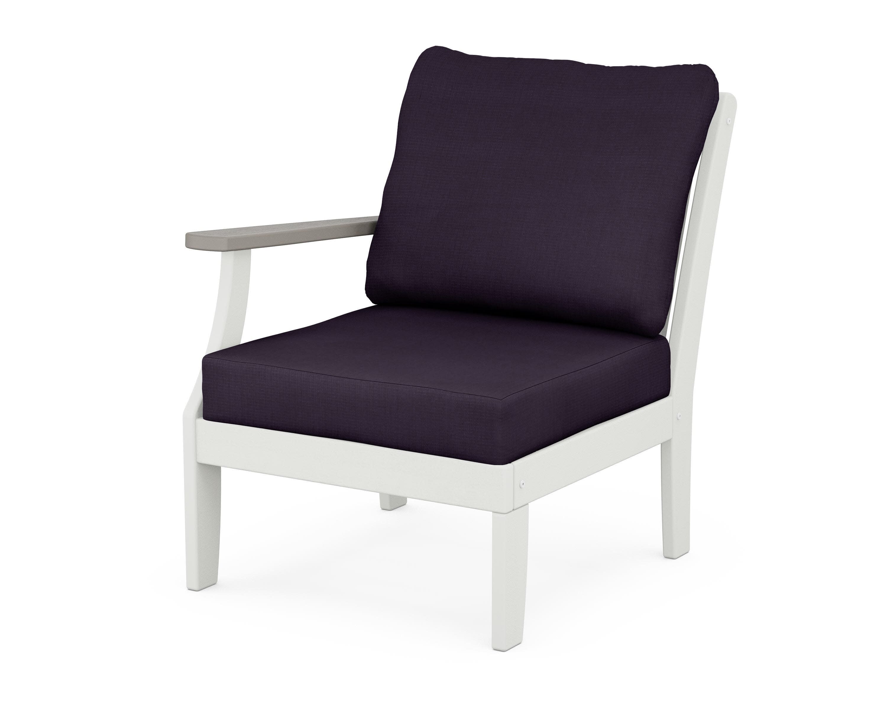 Braxton Modular Left Arm Chair in White / Driftwood / Navy Linen
