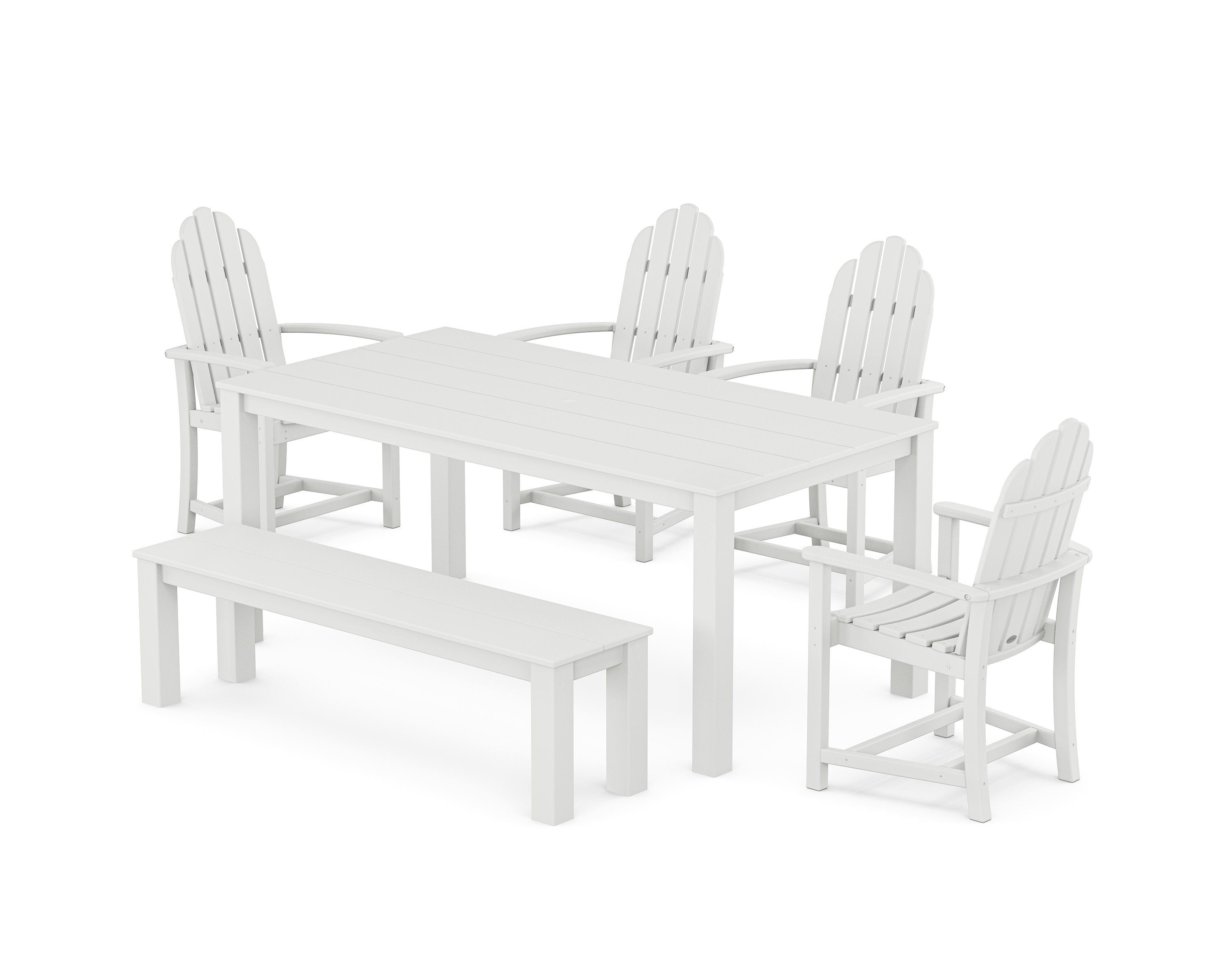Classic Adirondack 6-Piece Parsons Dining Set with Bench in White