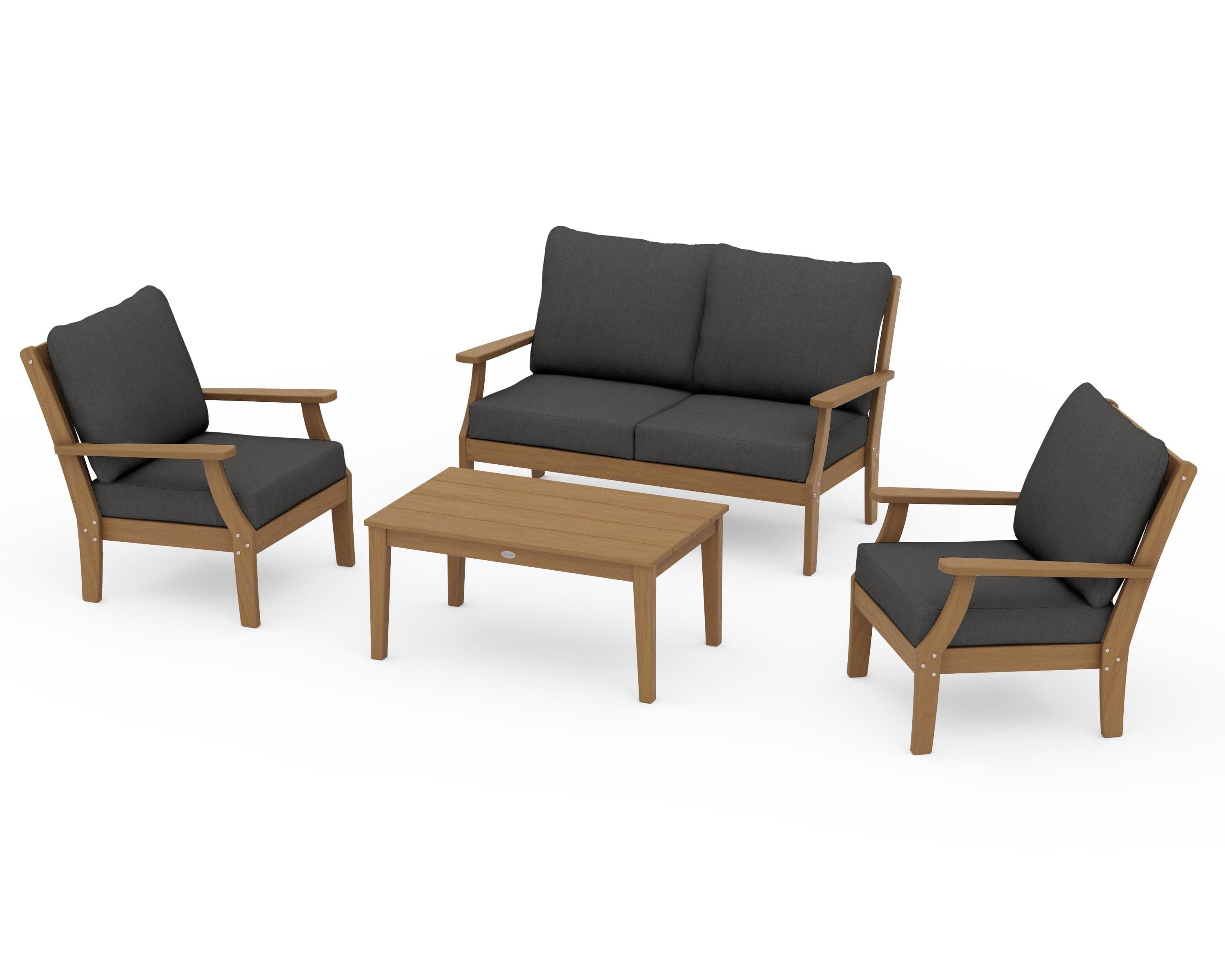 Braxton 4-Piece Deep Seating Chair Set in Natural / Spectrum Carbon