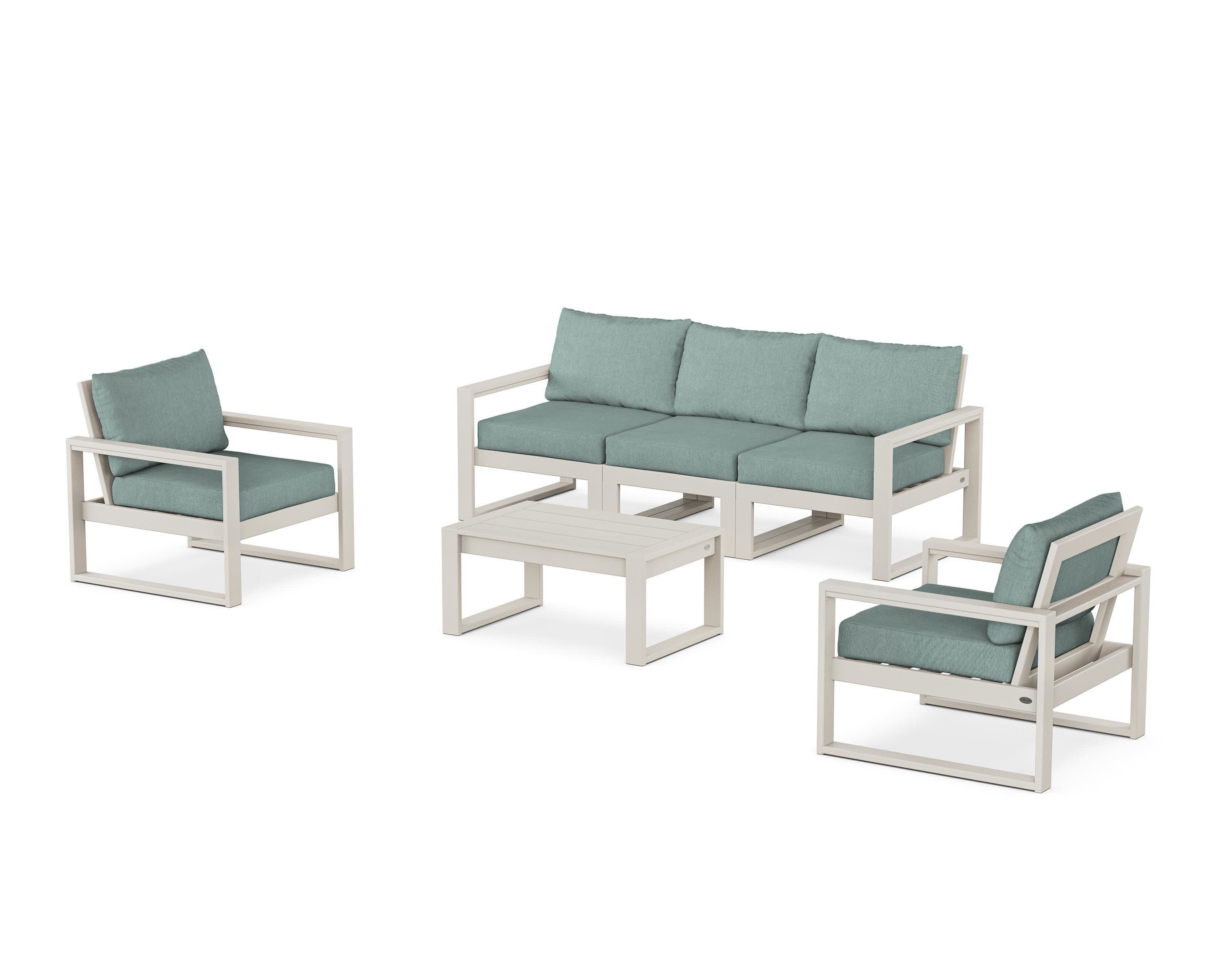EDGE Sectional 4-Piece Deep Seating Set with Sofa in Sand / Glacier Spa