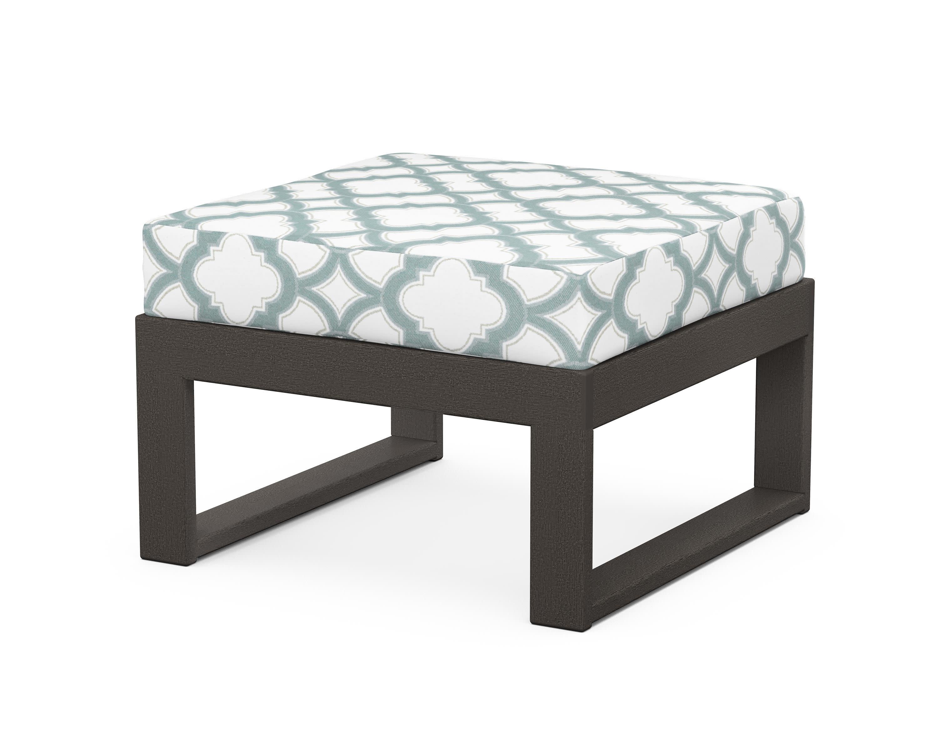 Modular Ottoman - Modern in Vintage Coffee / Trellis Glacier Spa