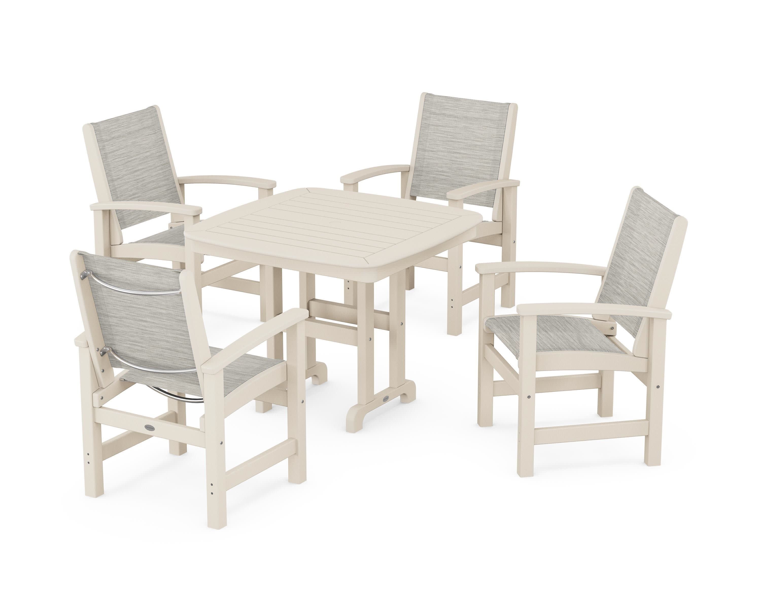 Coastal 5-Piece Dining Set in Sand / Birch Sling