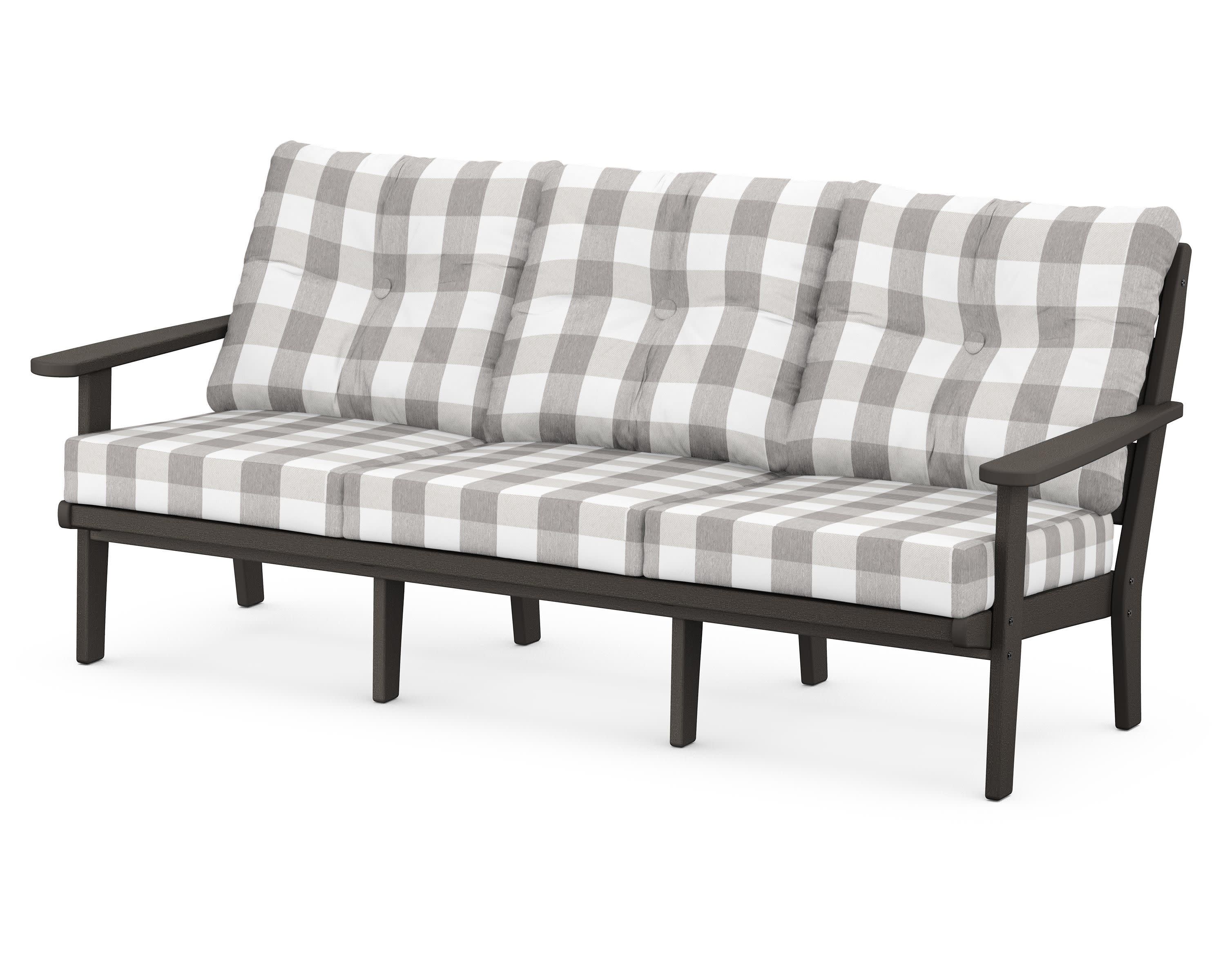 Lakeside Deep Seating Sofa in Vintage Coffee / Buffalo Plaid Grey Mist