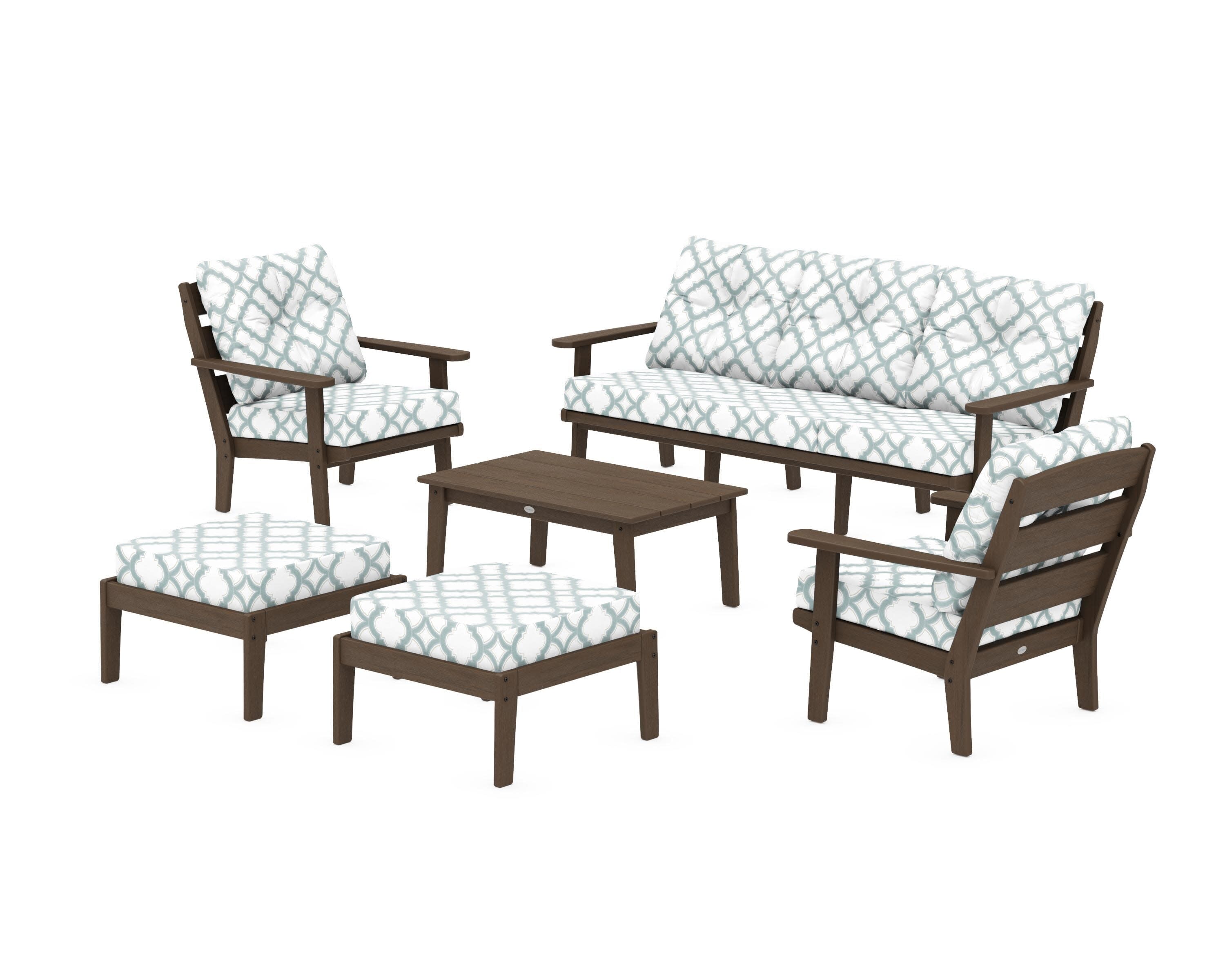 Lakeside 6-Piece Lounge Sofa Set in Kona / Trellis Glacier Spa