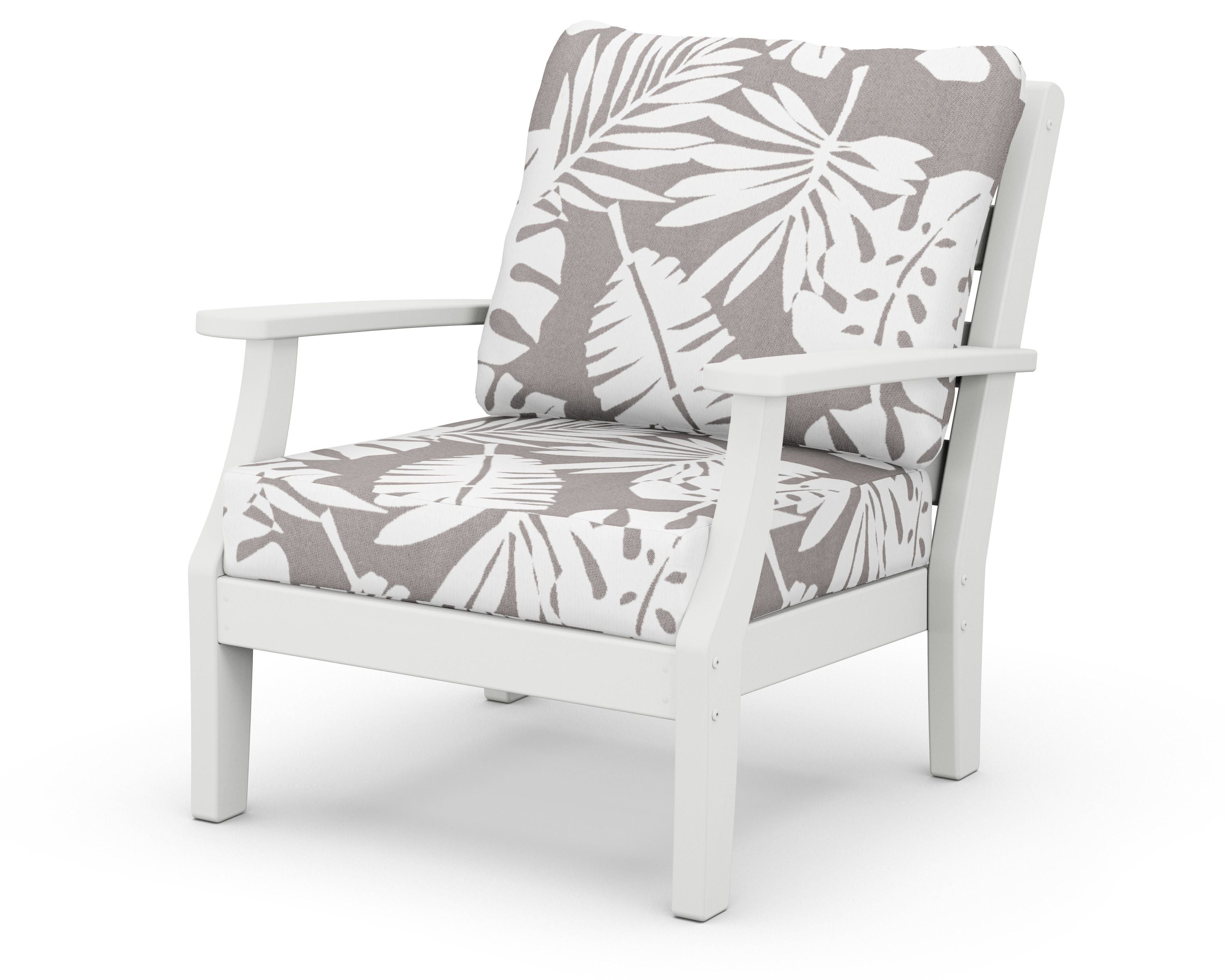 Chesapeake Deep Seating Chair in White / Leaf Grey Mist