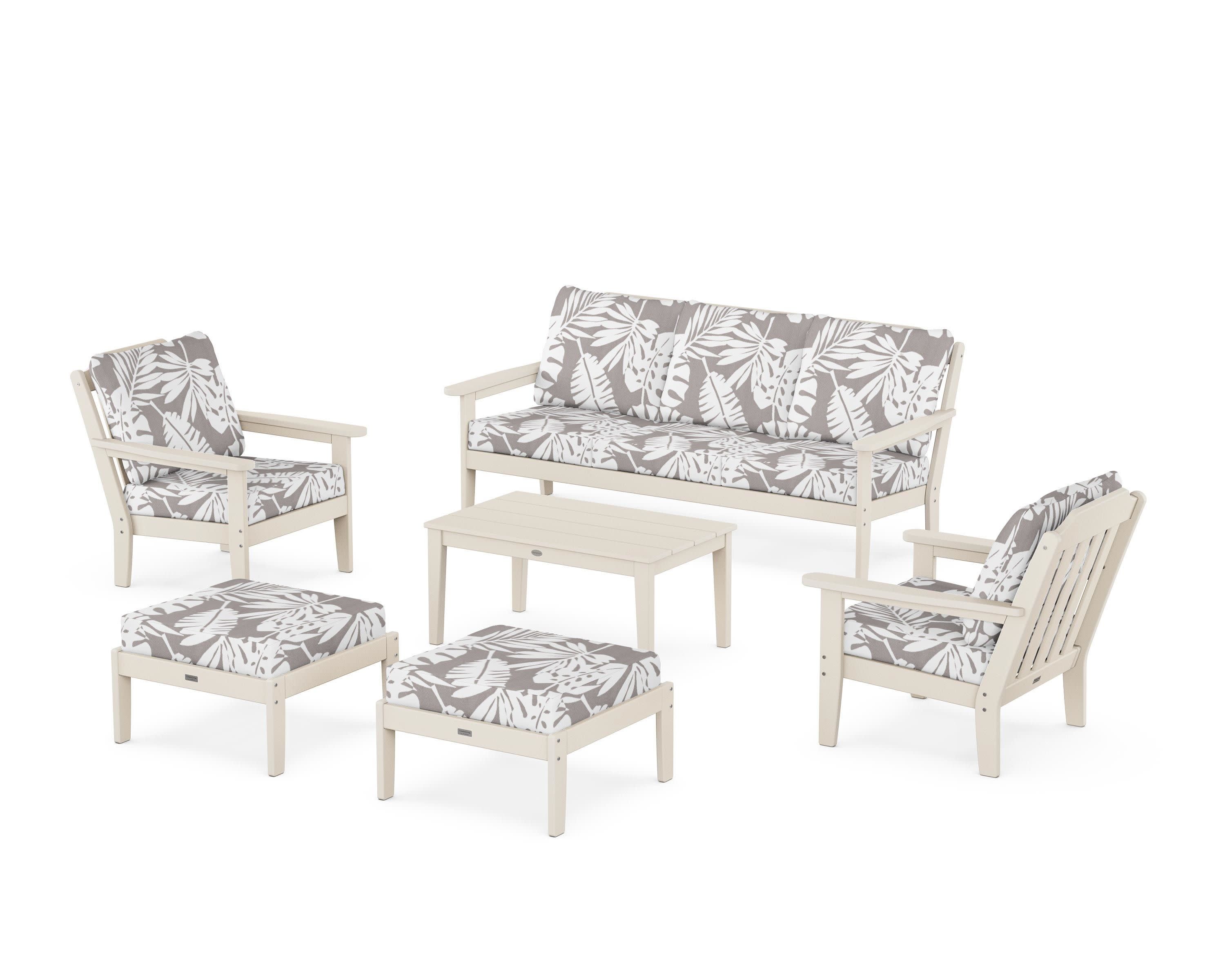 Cottage 6-Piece Lounge Sofa Set in Sand / Leaf Grey Mist