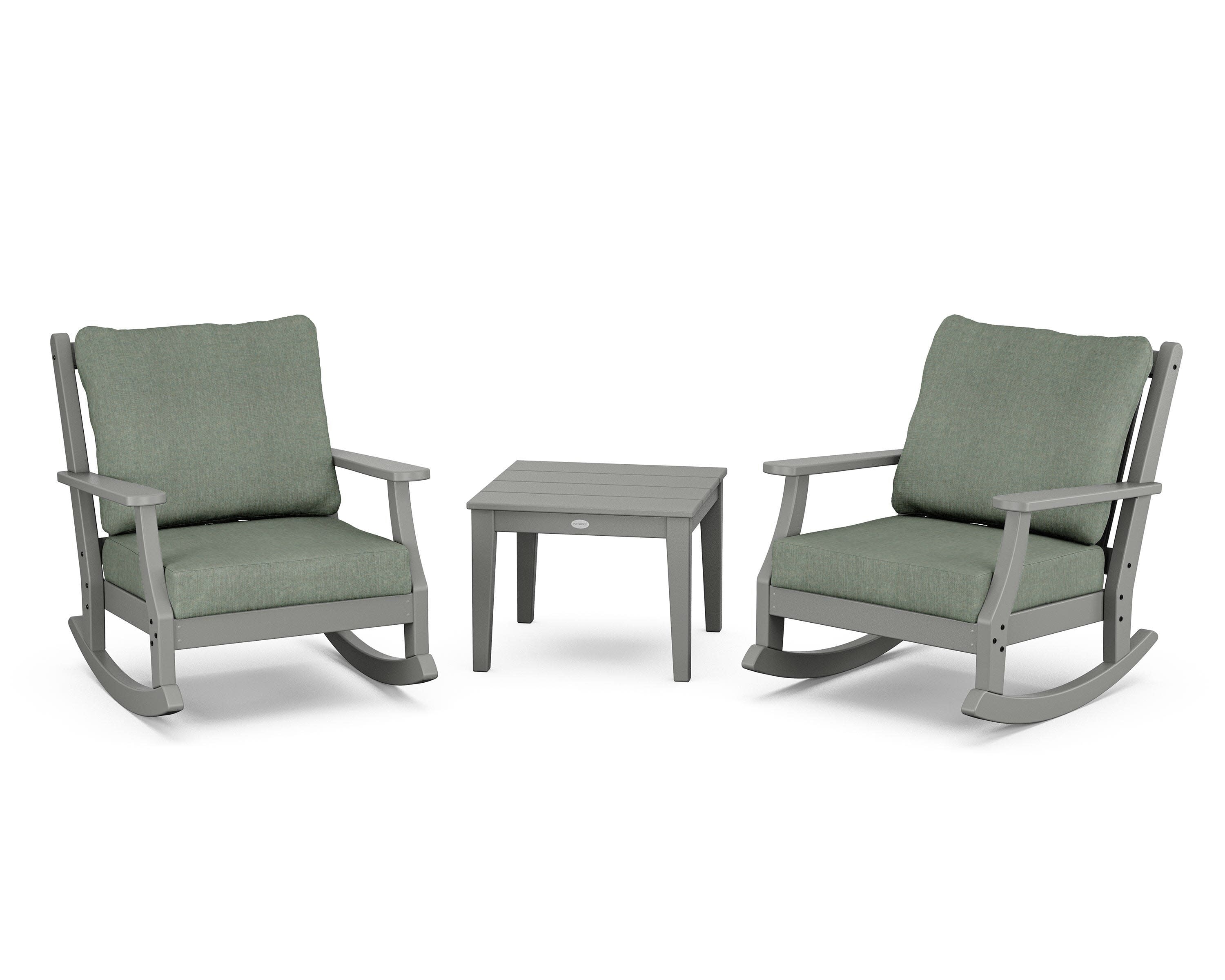 Wovendale 3-Piece Deep Seating Rocker Set in Slate Grey / Cast Sage