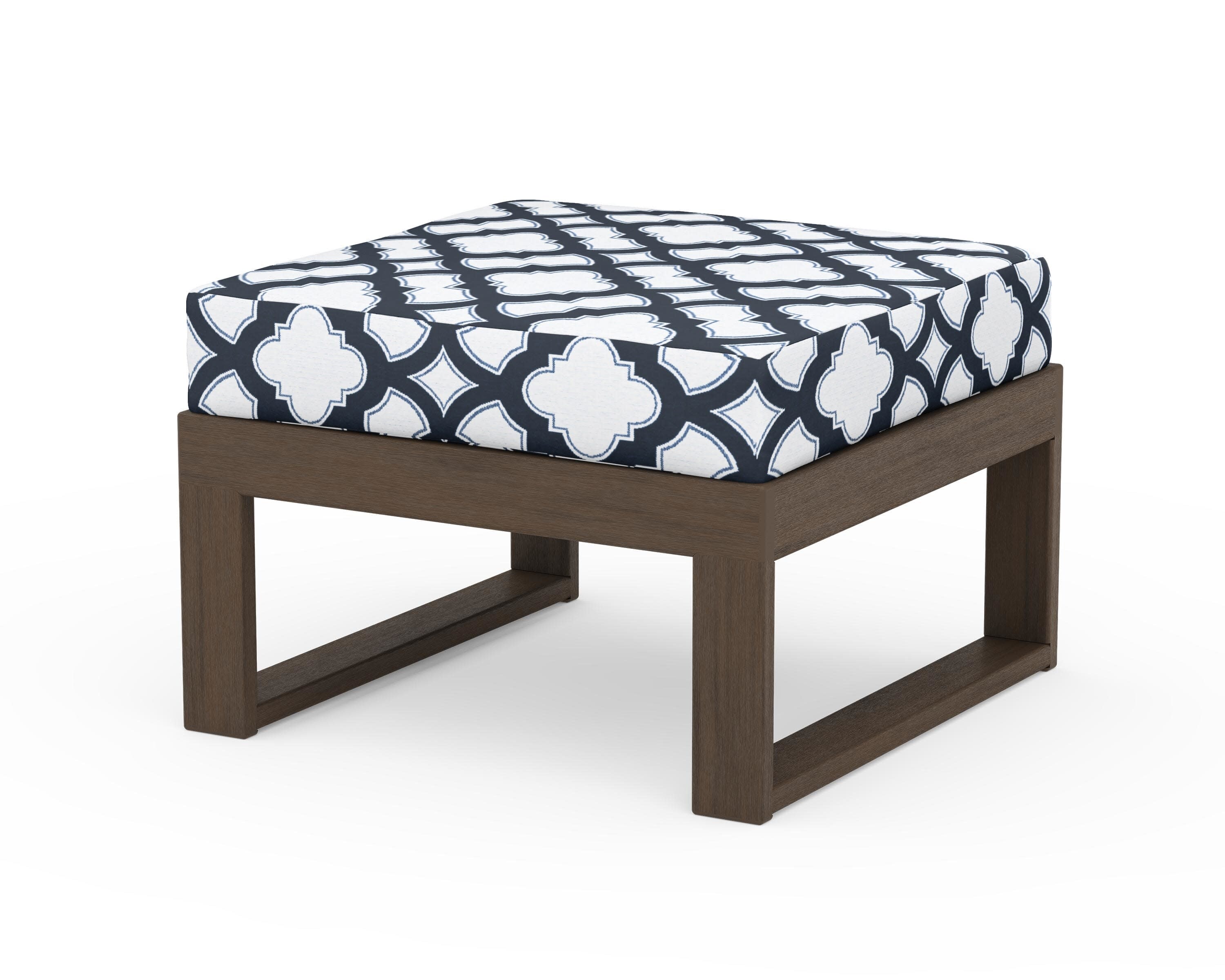 Modular Ottoman - Modern in Kona / Trellis Marine Indigo