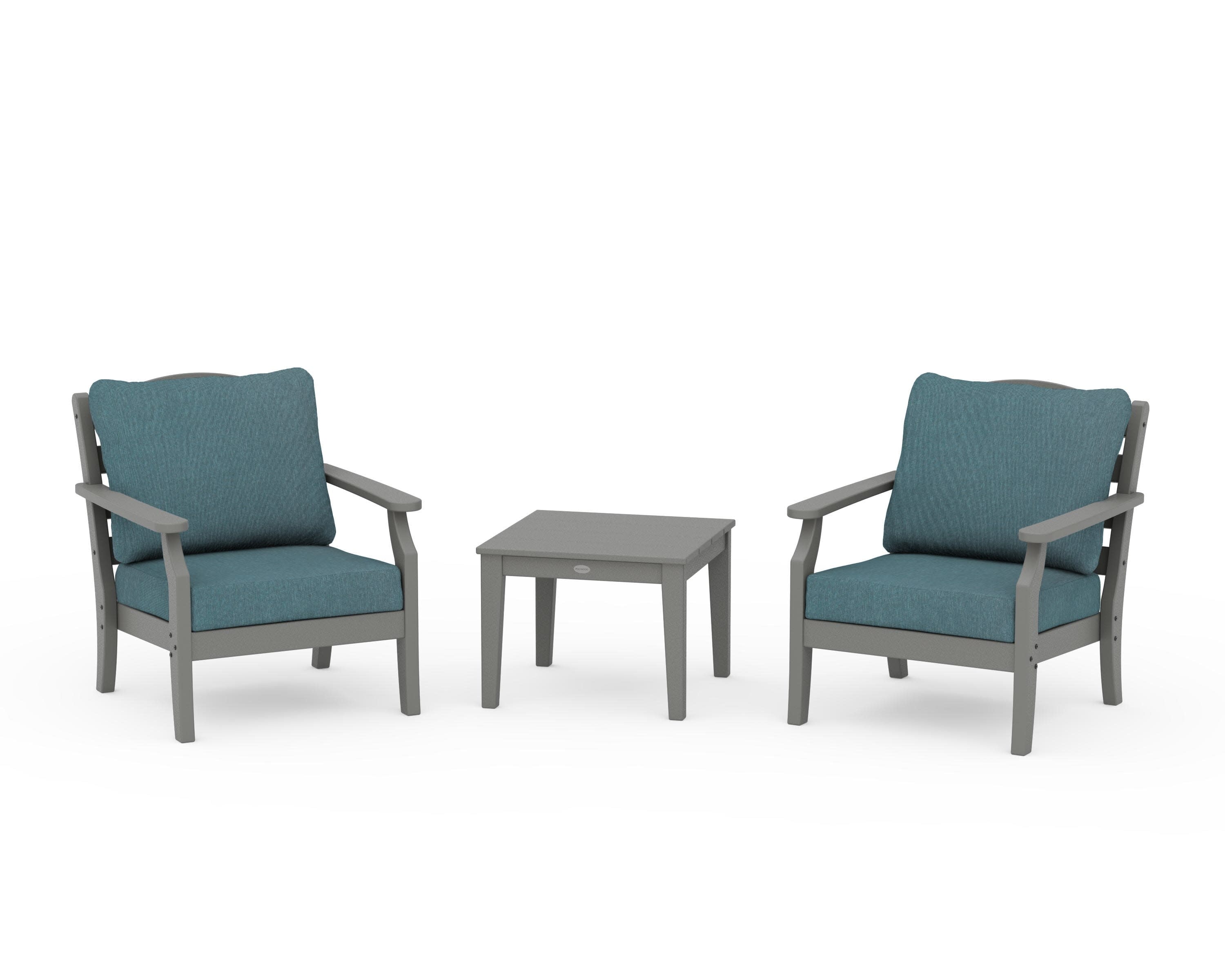 Savannah 3-Piece Deep Seating Set in Slate Grey / Ocean Teal