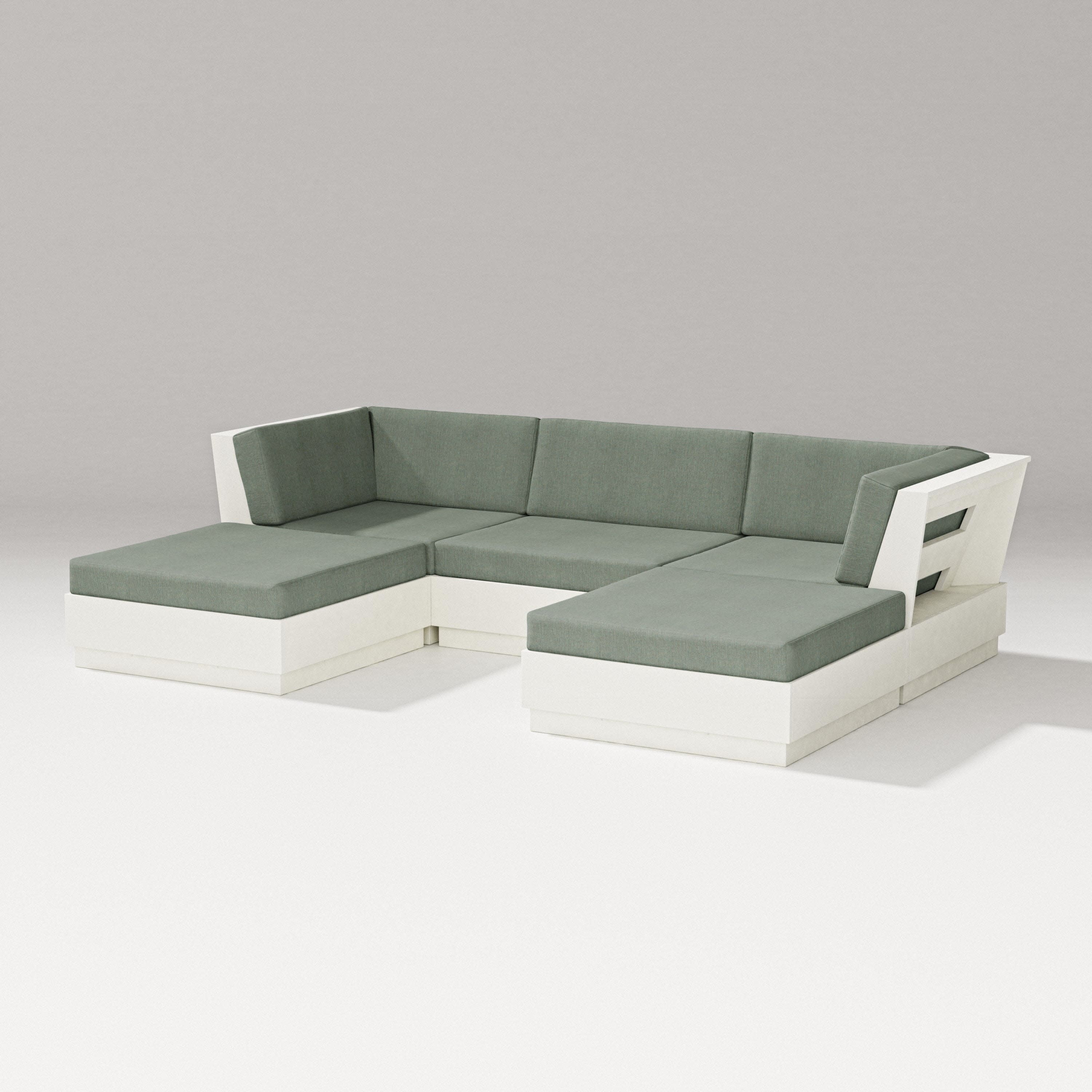 Elevate Double Chaise Sectional in Vintage White / Cast Sage