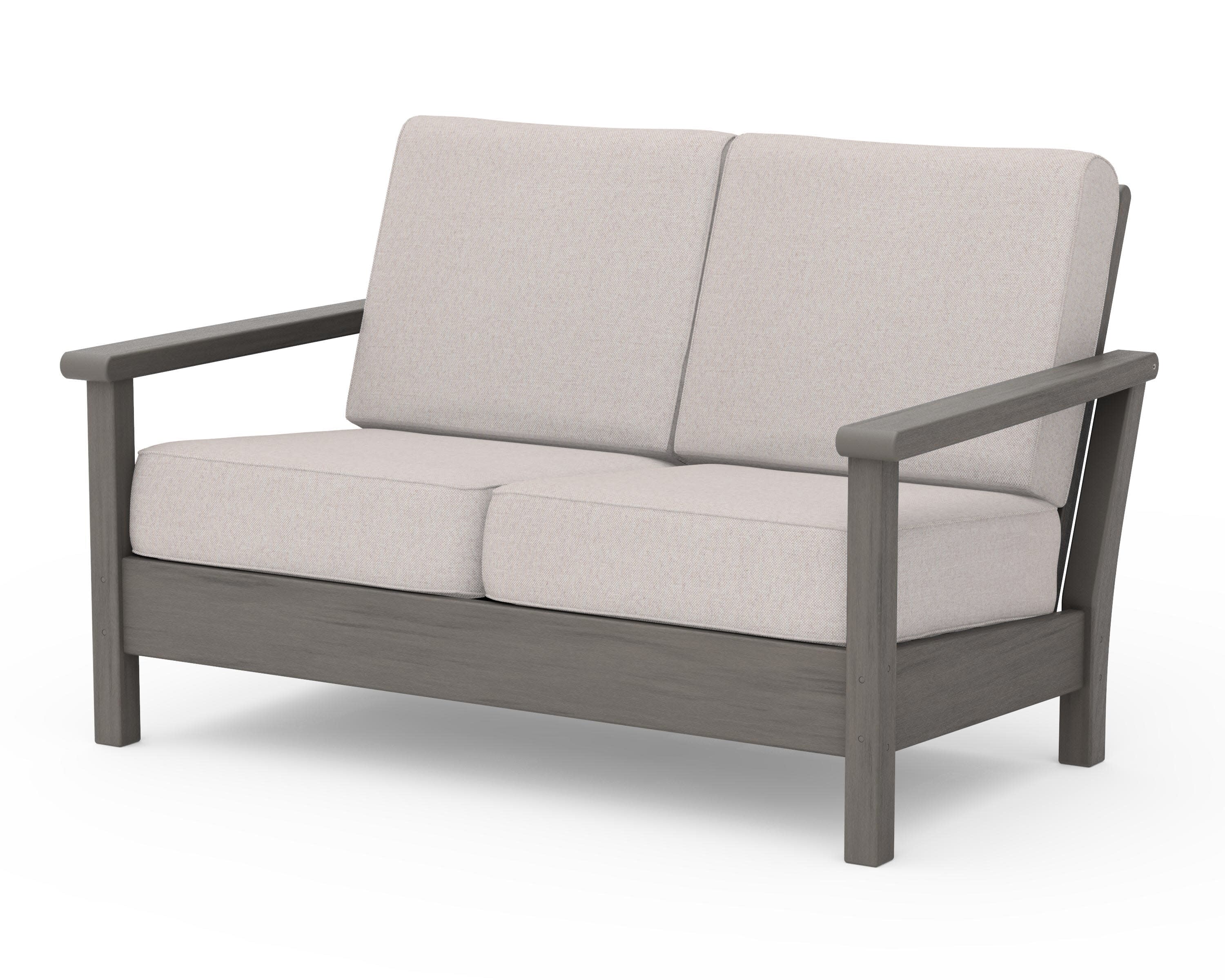 Harbour Deep Seating Loveseat in Driftwood / Dune Burlap