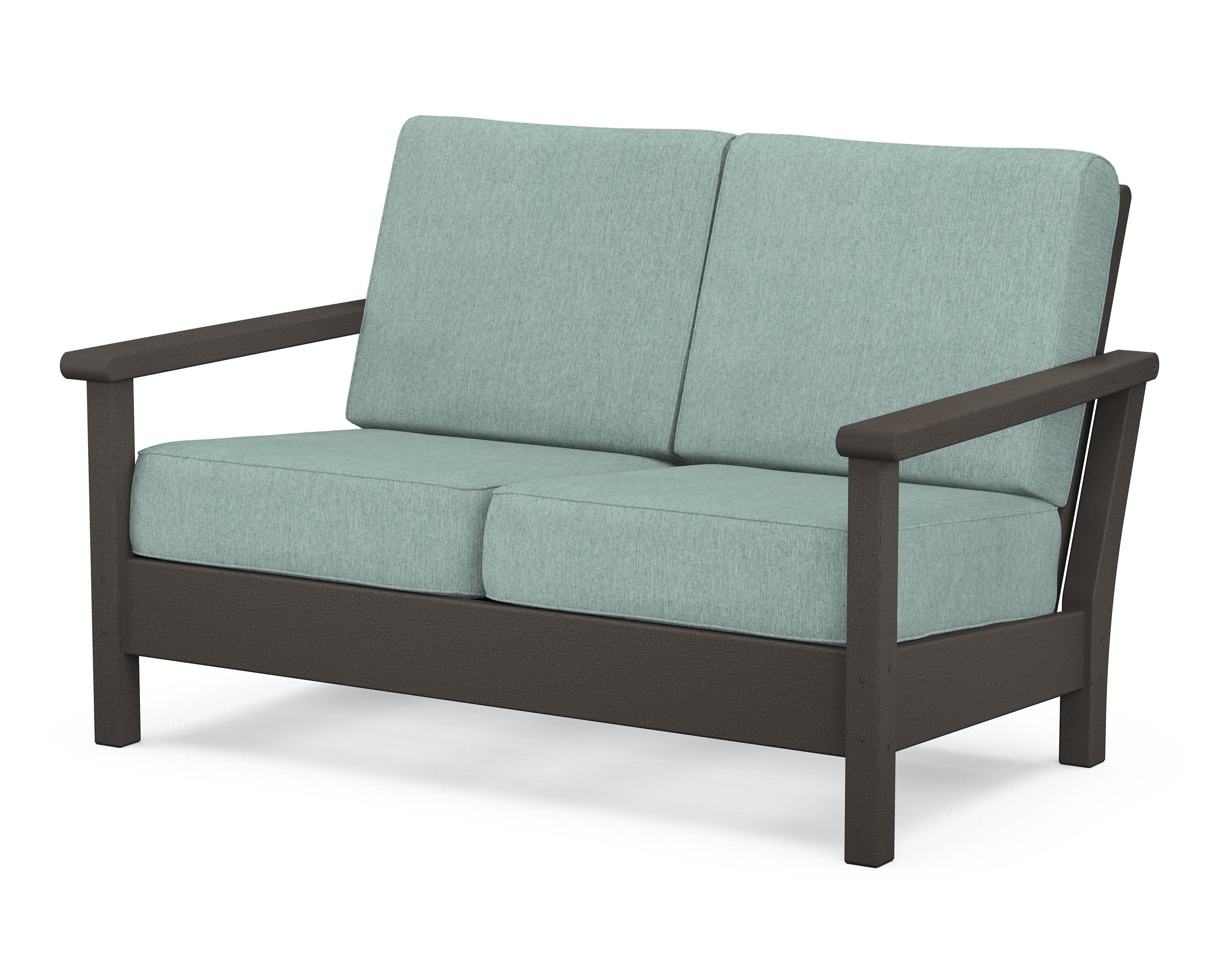Harbour Deep Seating Loveseat in Vintage Coffee / Glacier Spa