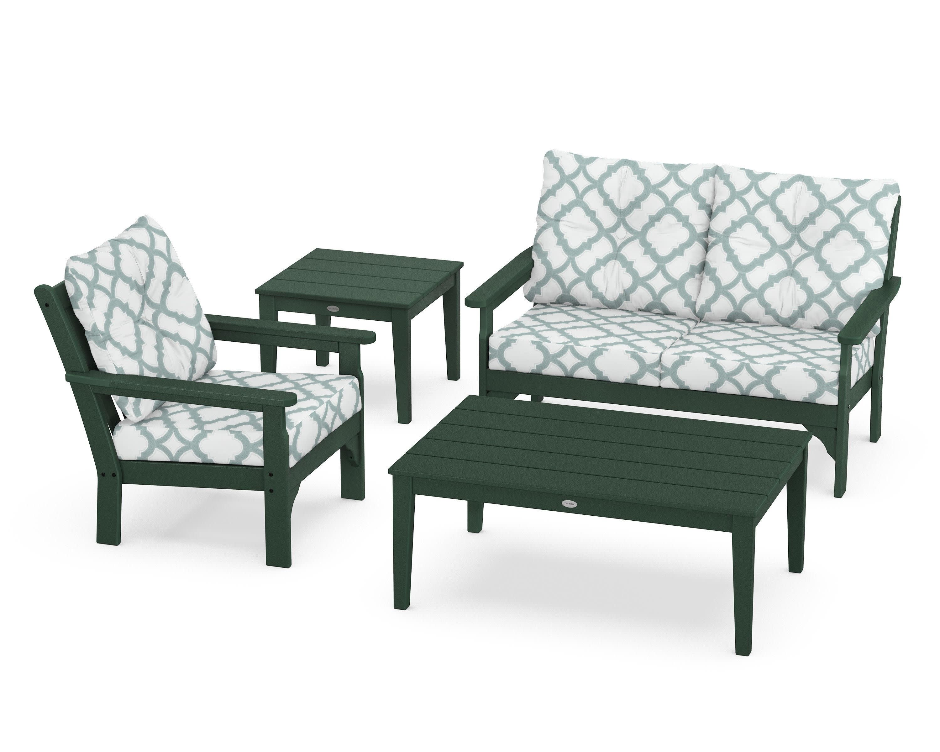 Vineyard 4-Piece Deep Seating Set in Green / Trellis Glacier Spa