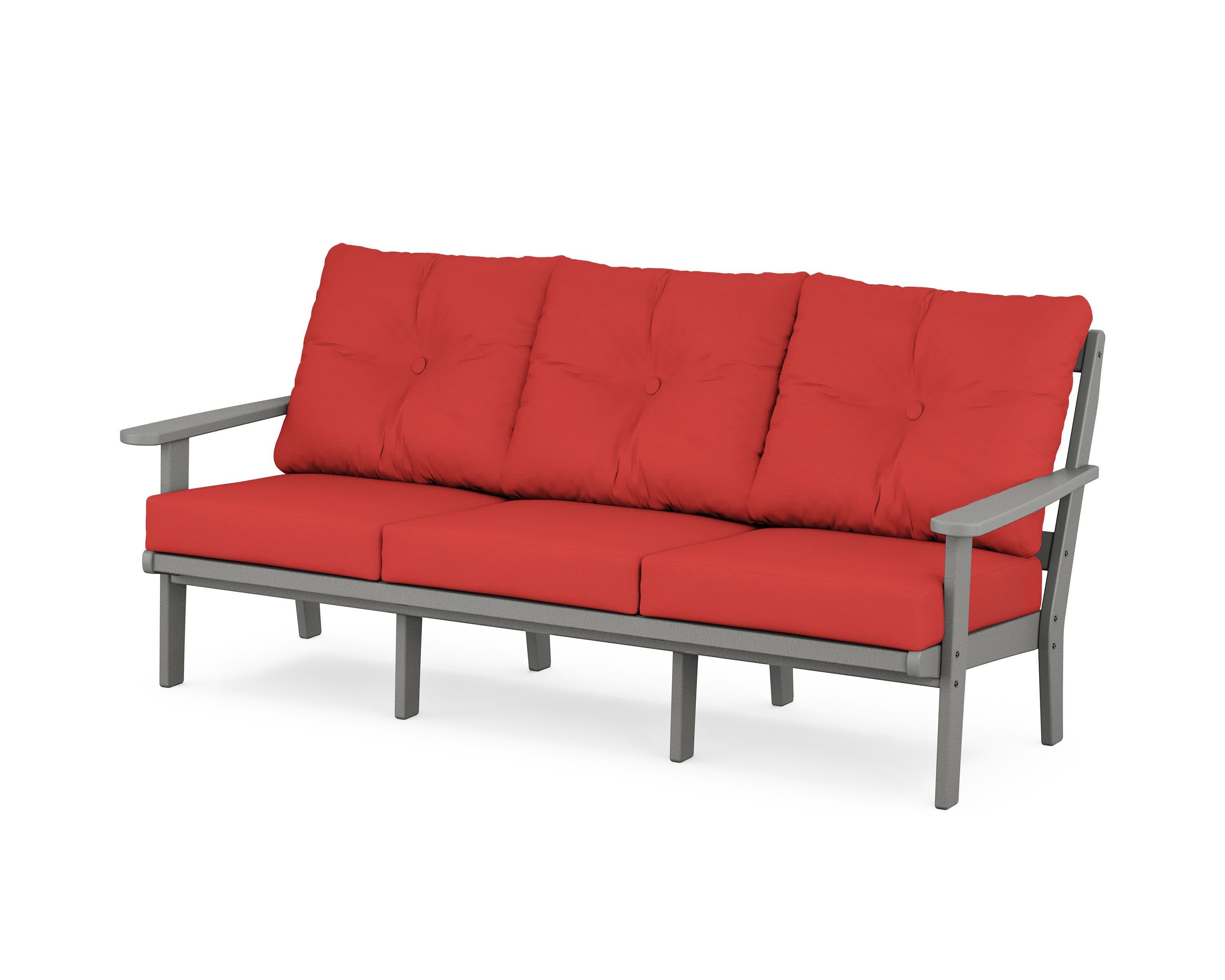 Mission Deep Seating Sofa in Slate Grey / Crimson Linen