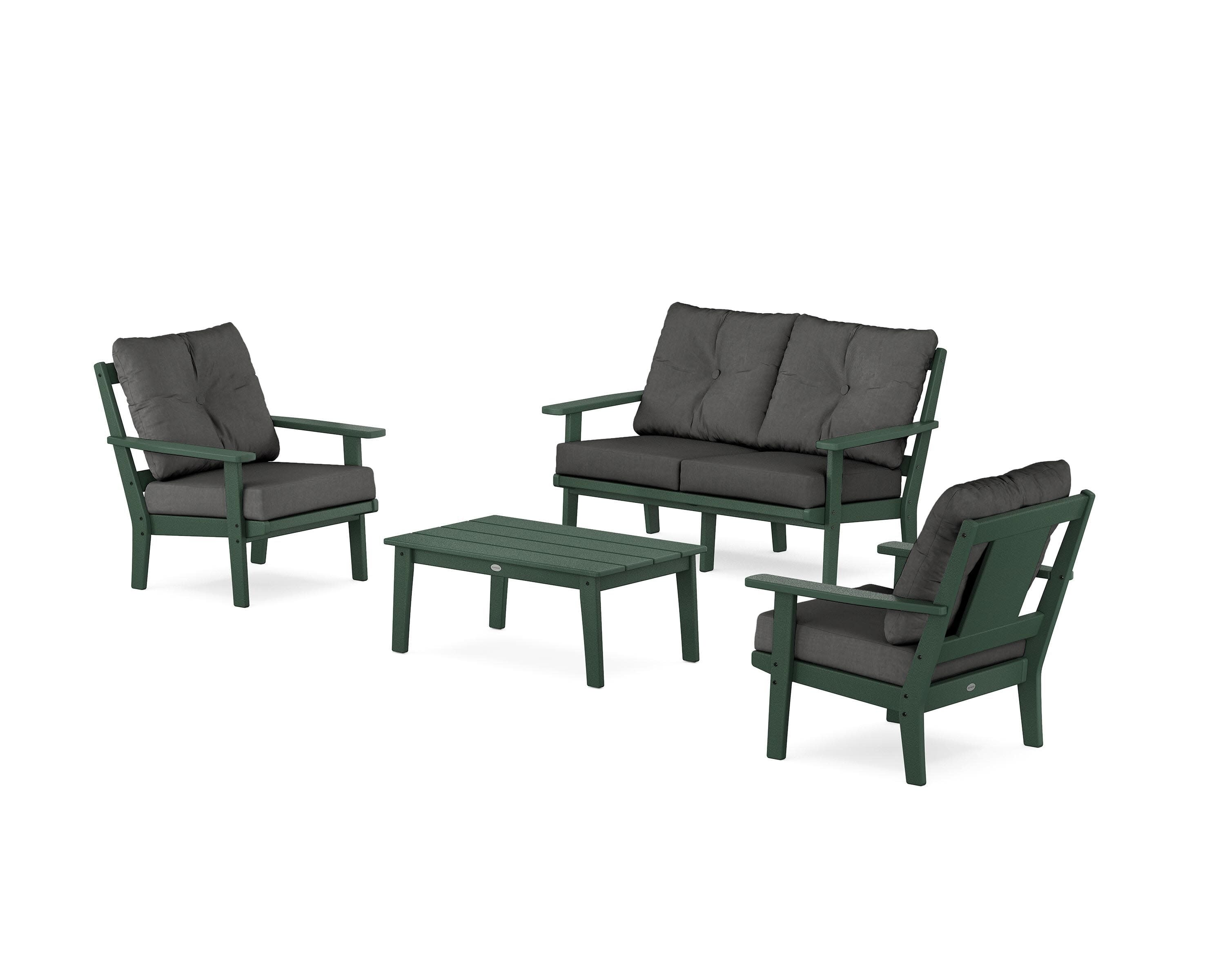 Prairie 4-Piece Deep Seating Set with Loveseat in Green / Spectrum Carbon