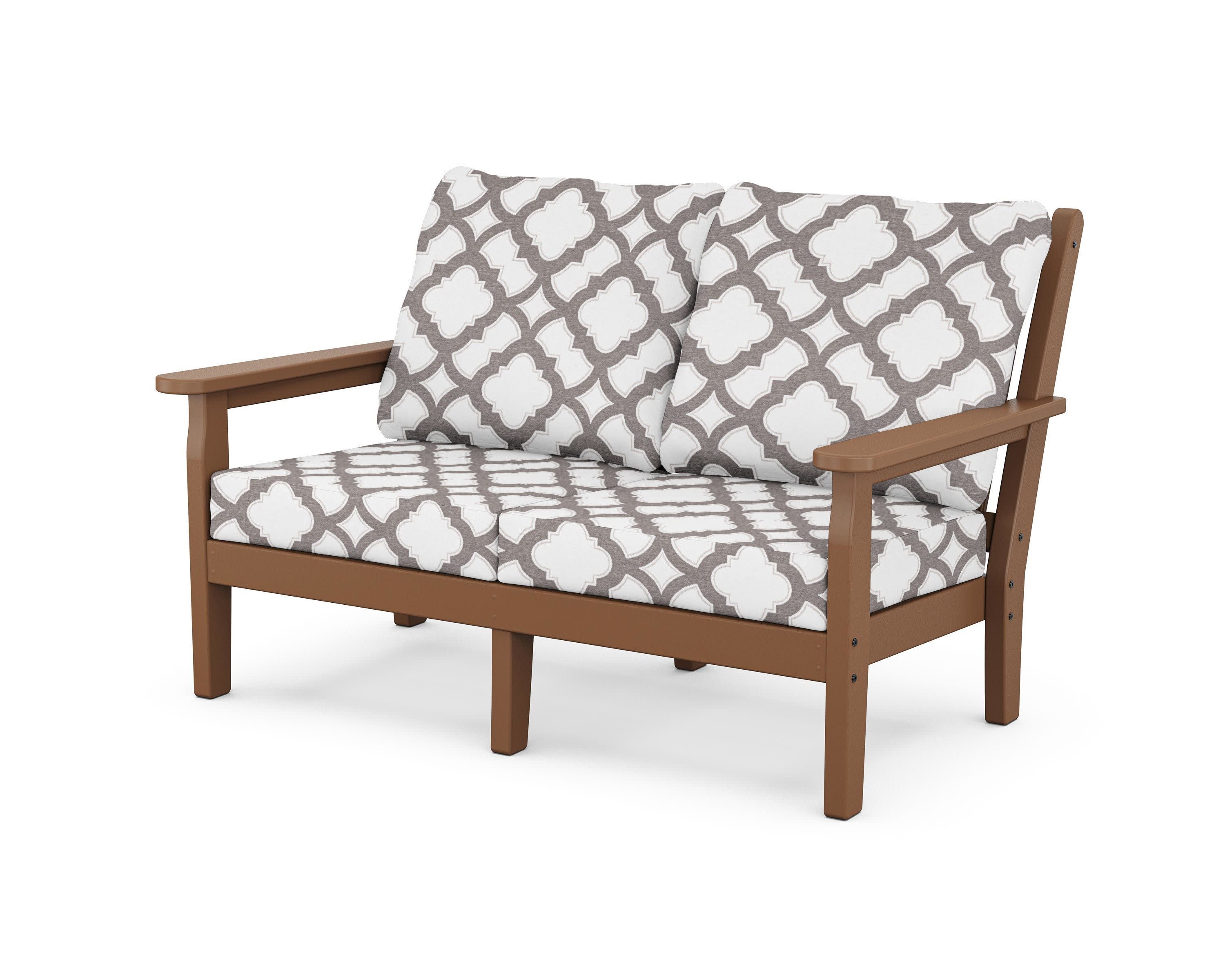 Chippendale Deep Seating Loveseat in Teak / Trellis Grey Mist