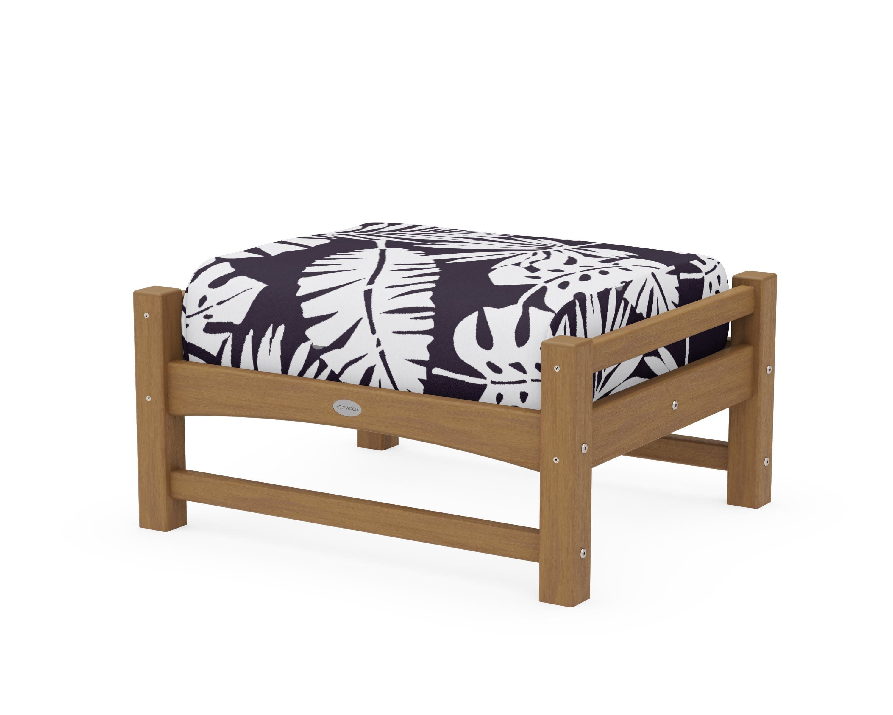Club Ottoman in Natural / Leaf Navy