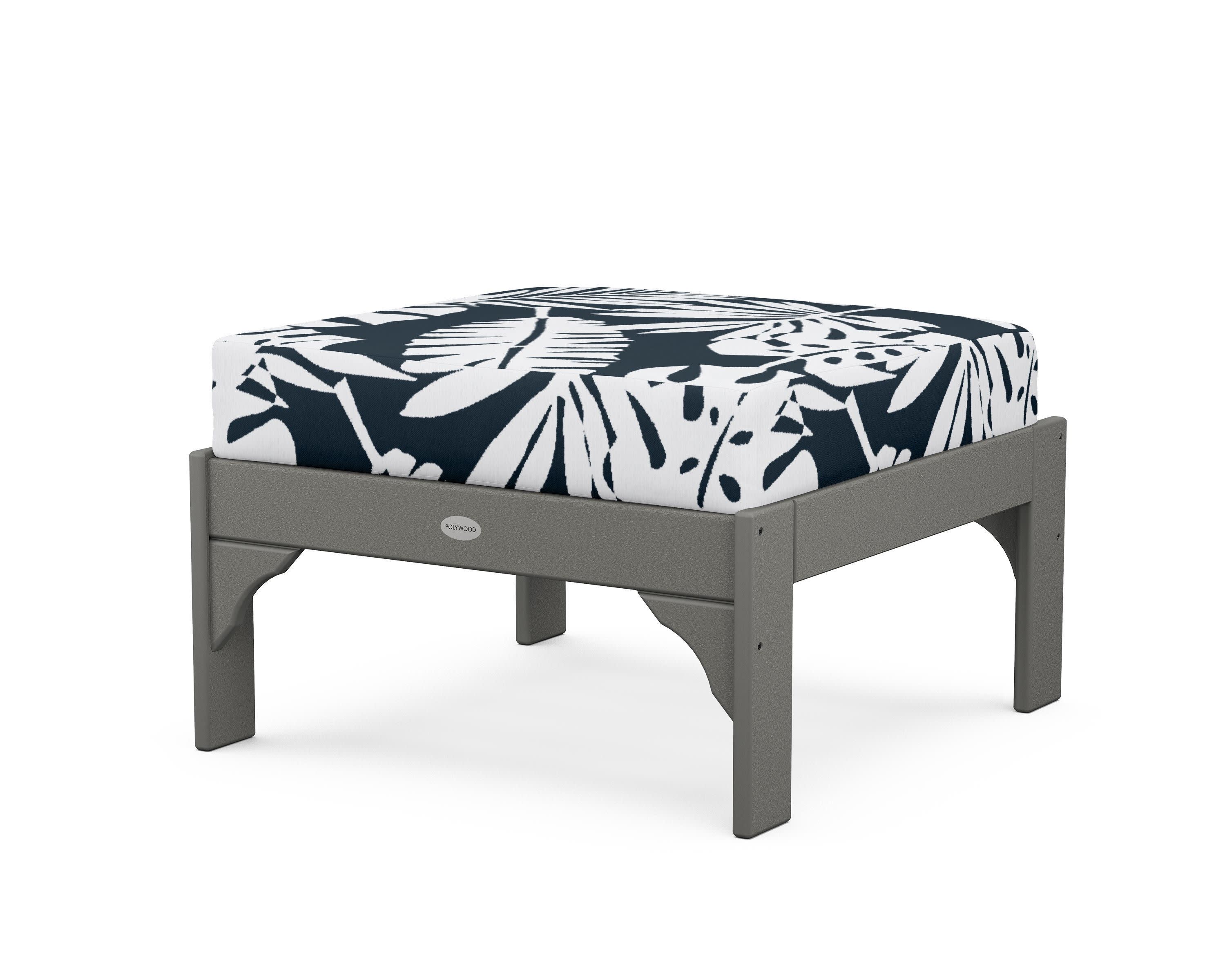 Vineyard Deep Seating Ottoman in Slate Grey / Leaf Marine Indigo