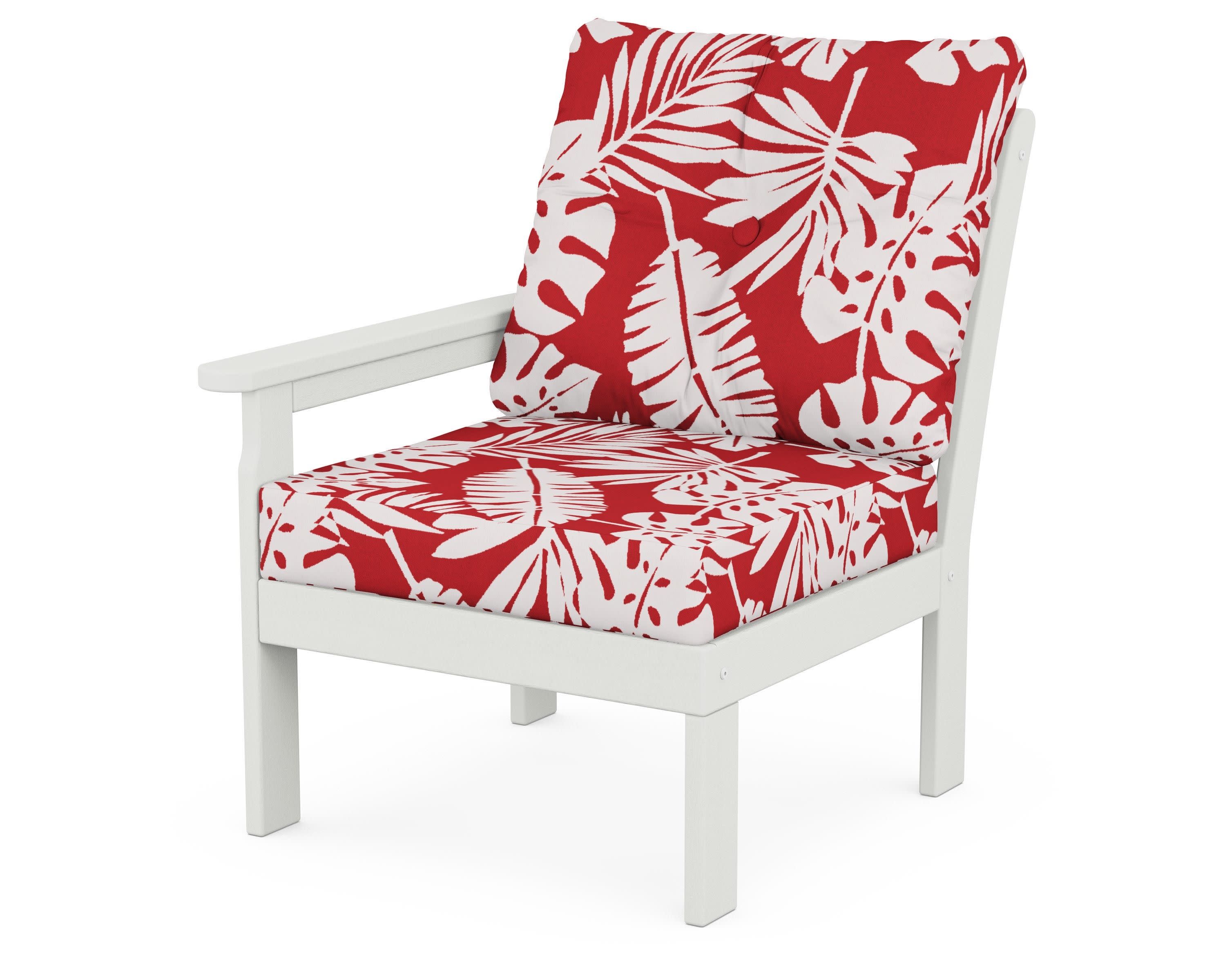 Vineyard Modular Left Arm Chair in Vintage White / Leaf Crimson