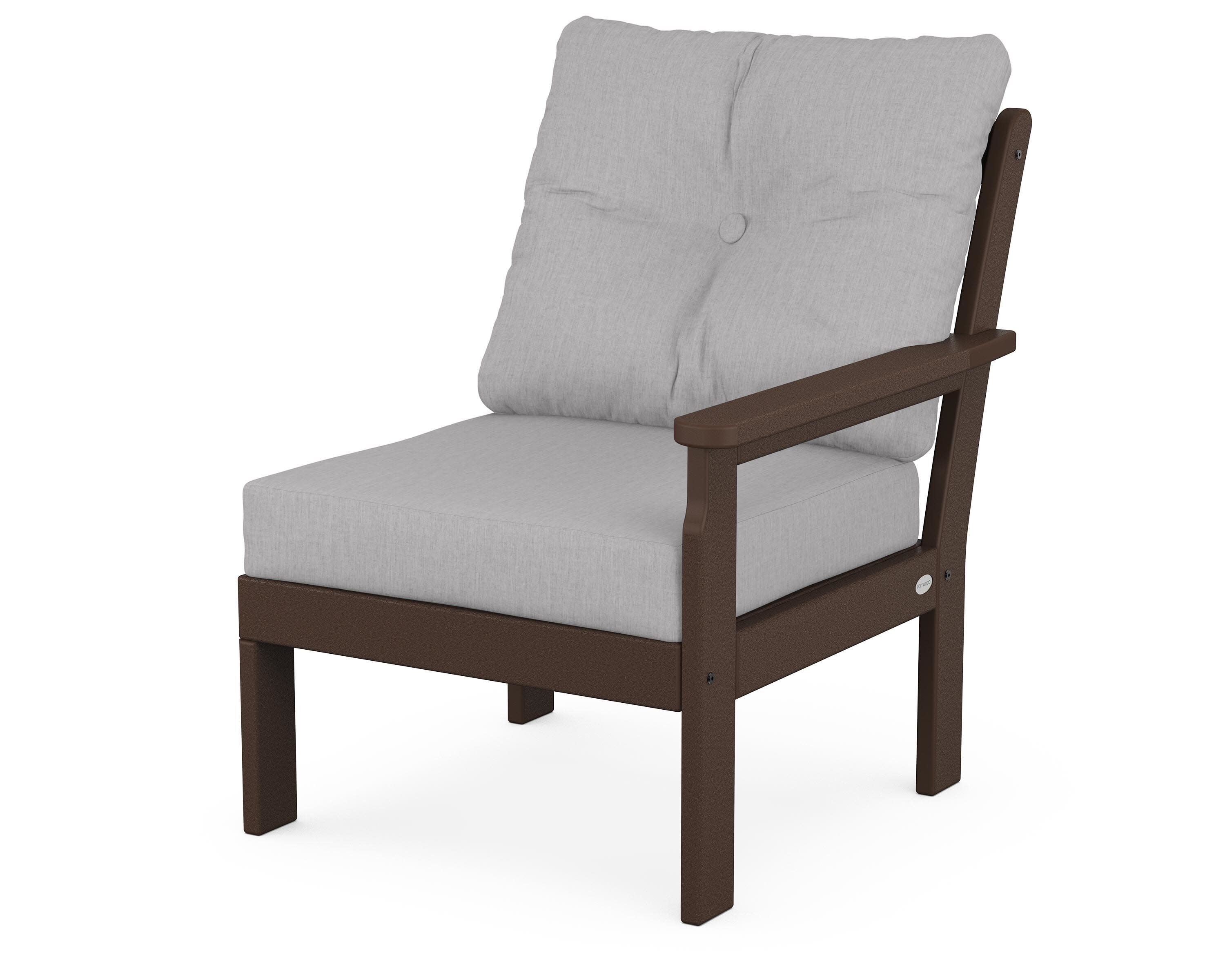 Vineyard Modular Right Arm Chair in Mahogany / Granite