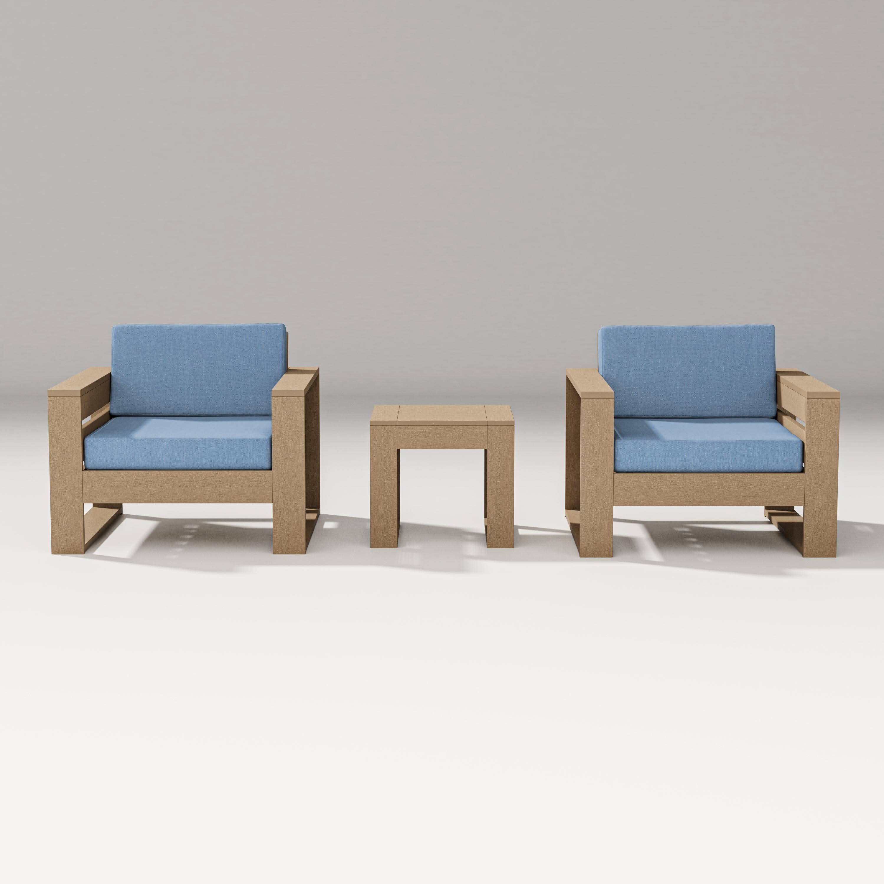 Latitude 3-Piece Lounge Chair Set in Vintage Sahara / Sky Blue