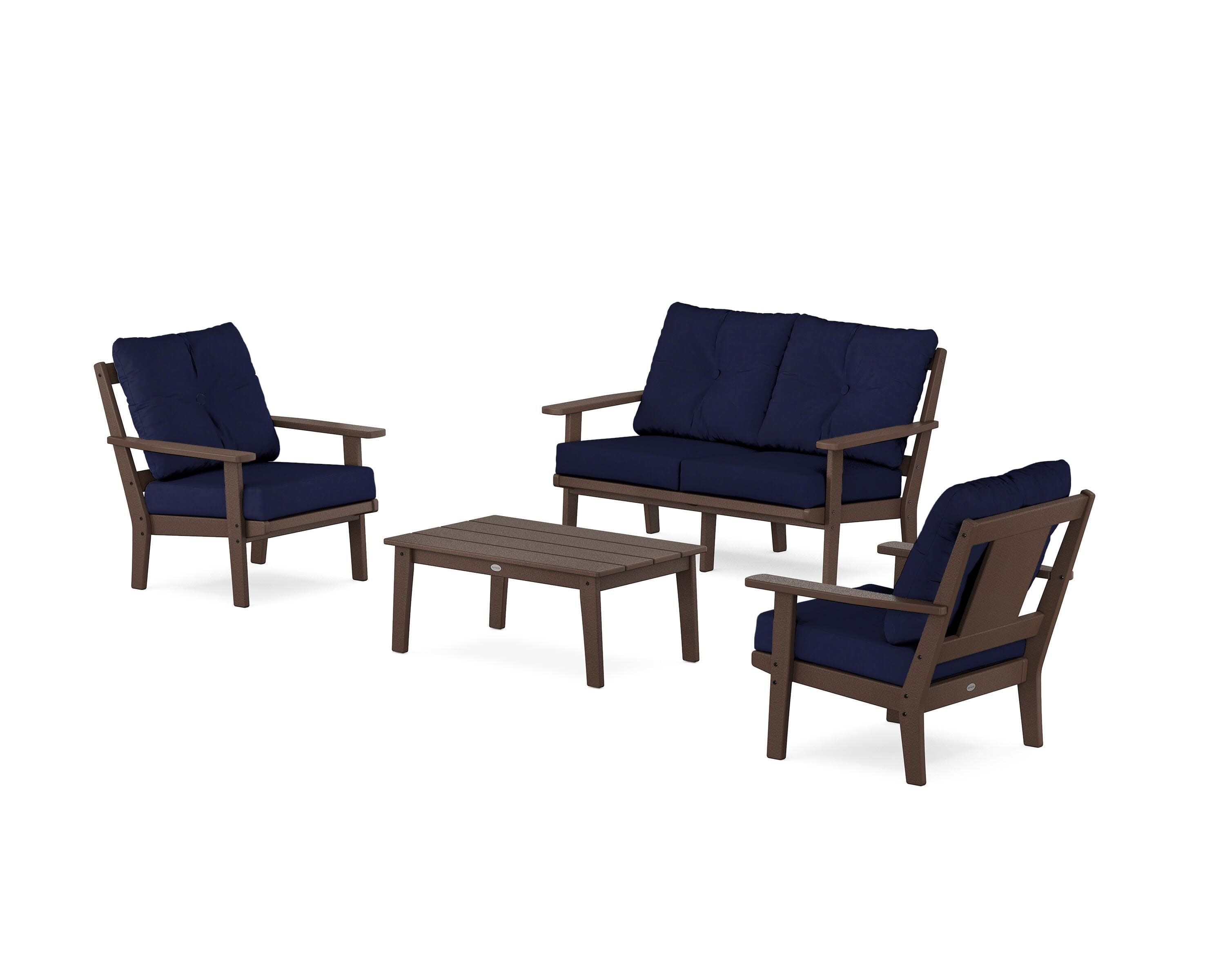 Prairie 4-Piece Deep Seating Set with Loveseat in Mahogany / Navy
