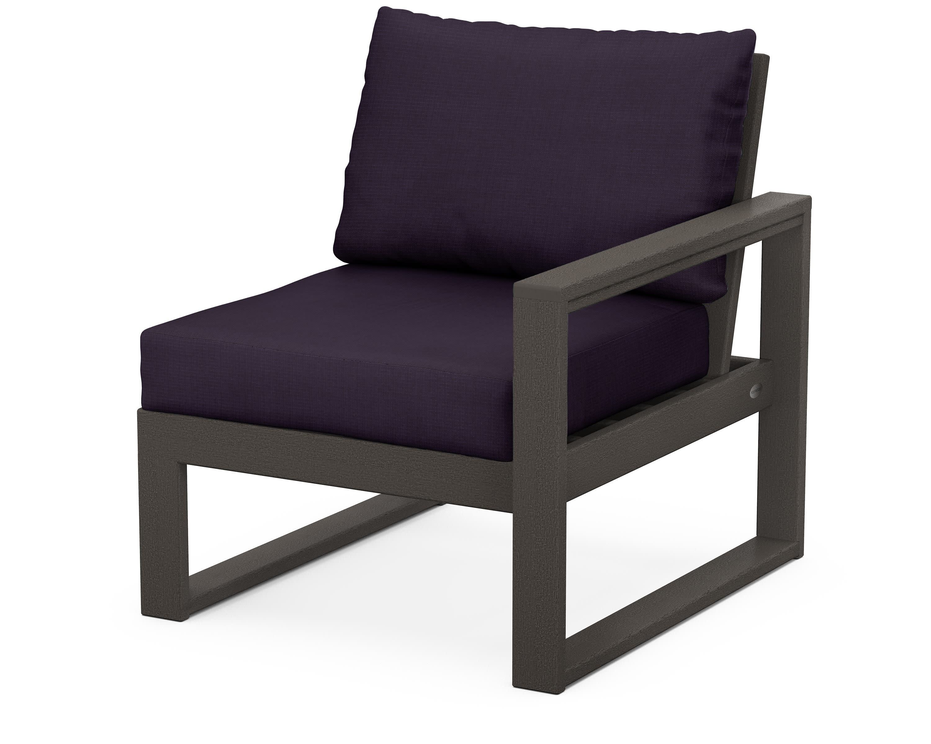 EDGE Modular Right Arm Chair in Vintage Coffee / Navy Linen