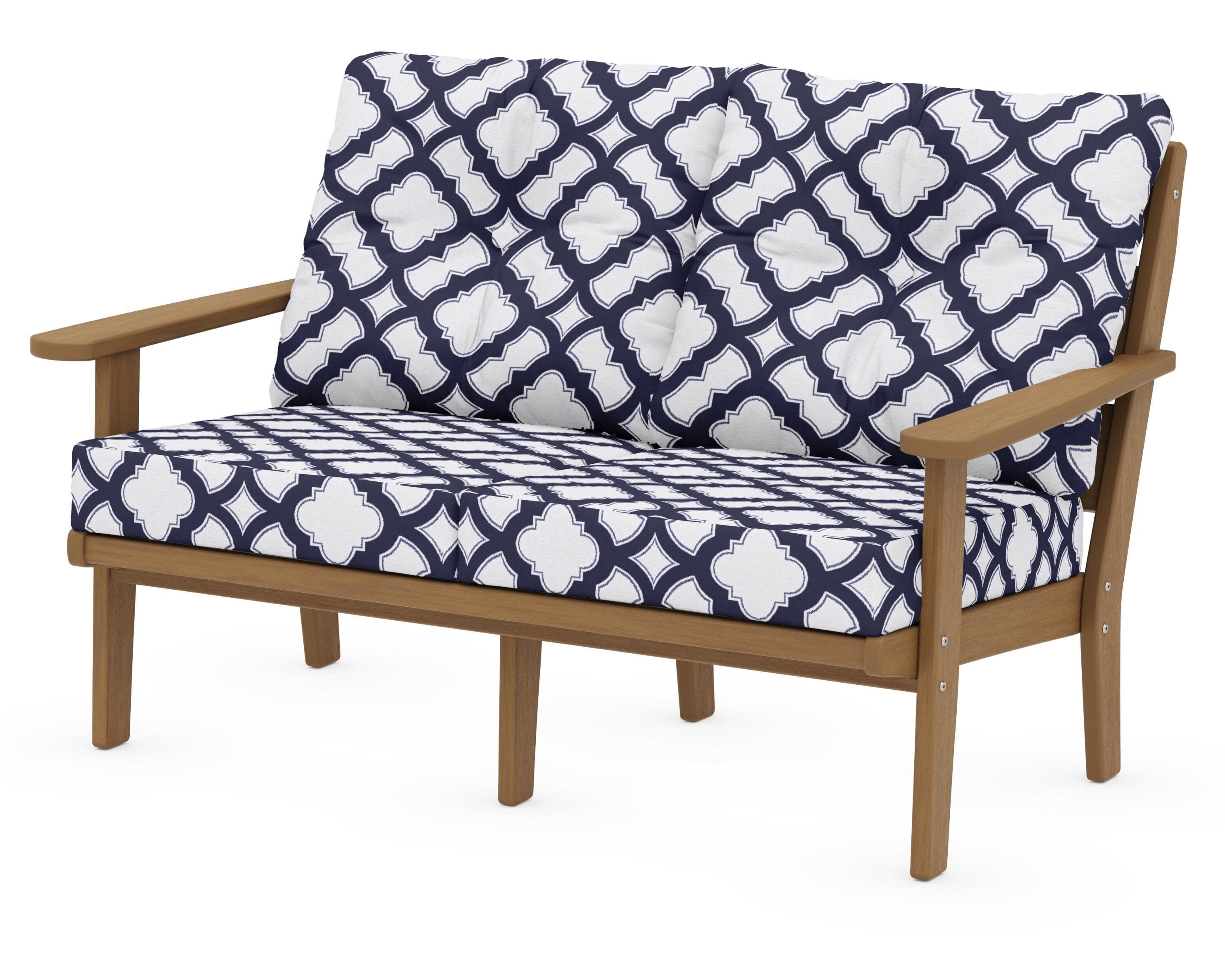 Lakeside Deep Seating Loveseat in Natural / Trellis Navy