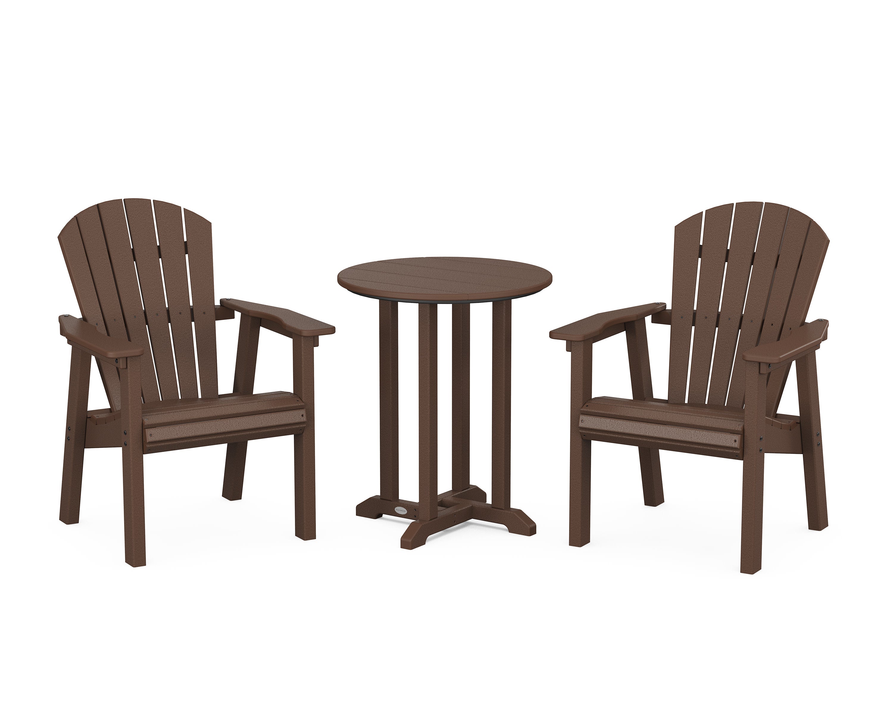 Seashell 3-Piece Round Farmhouse Bistro Dining Set in Mahogany